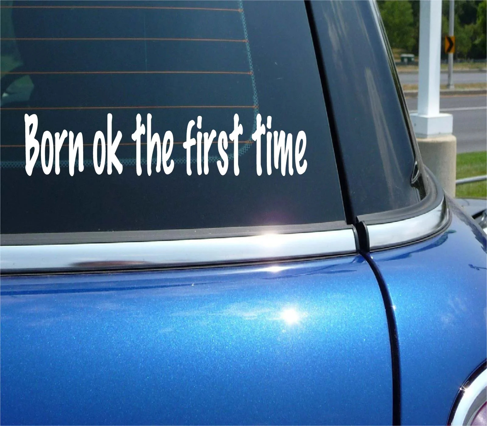 BORN OK THE FIRST TIME ATHEIST FUNNY DECAL STICKER ART