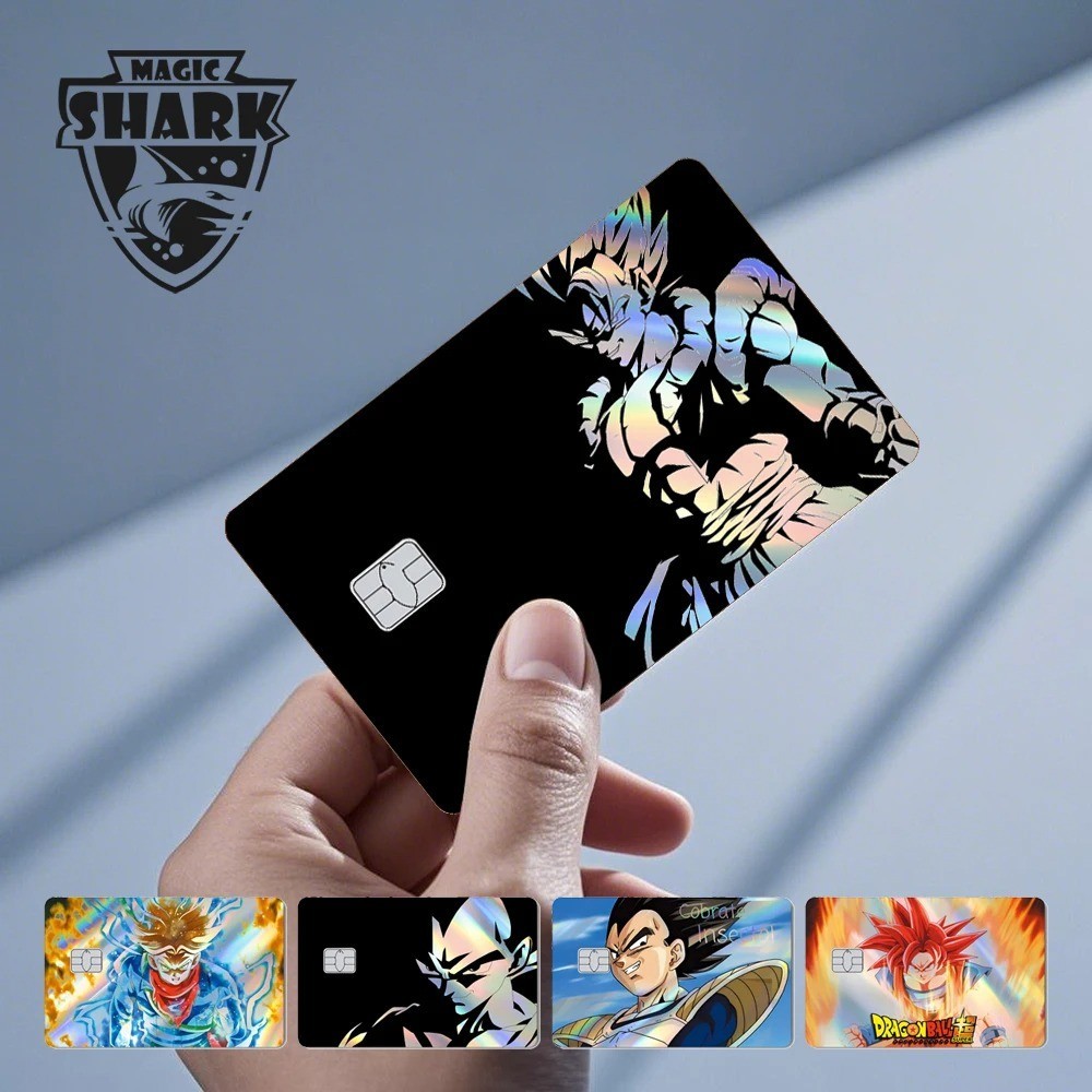 Magic Shark Holographic Credit Card Sticker Goku Vegeta Skin Cover New