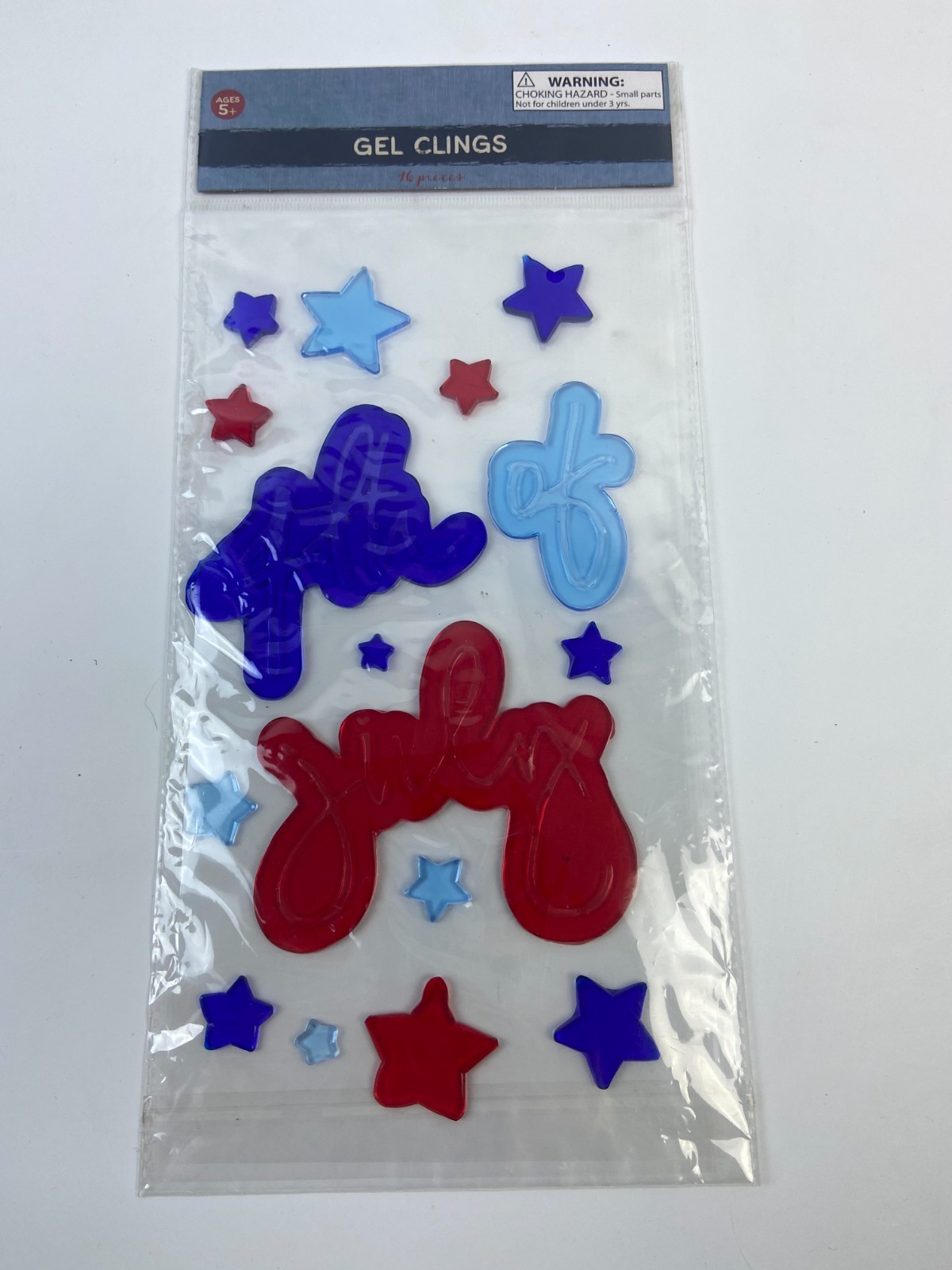 NEW USA Red White and Blue Stars 4th of July Gel Window Stickers Clings 16 ct