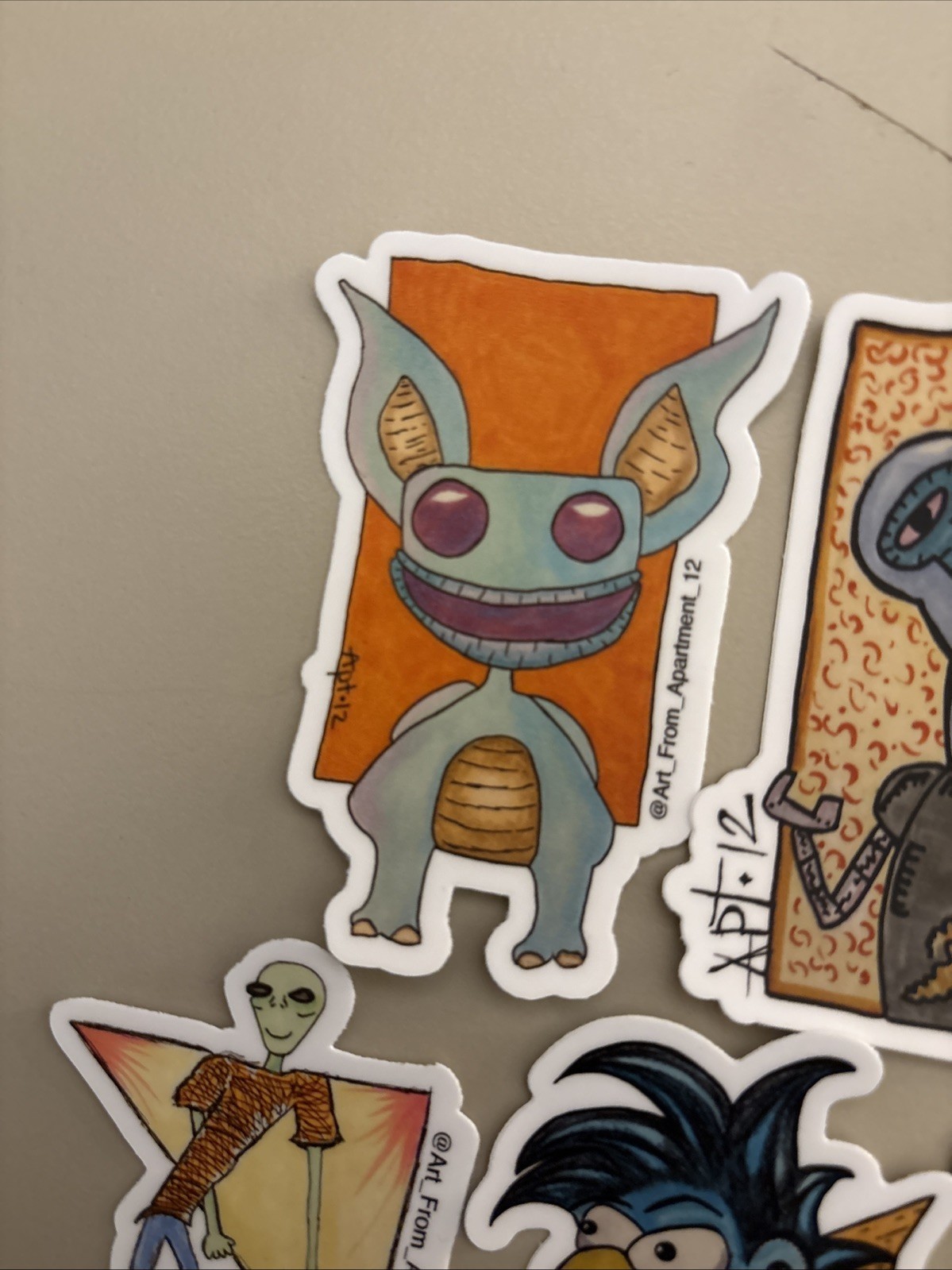 5 Pc – Blue Aliens (Stickers/Decal Dishwasher Safe) Comic Art Alien Creature
