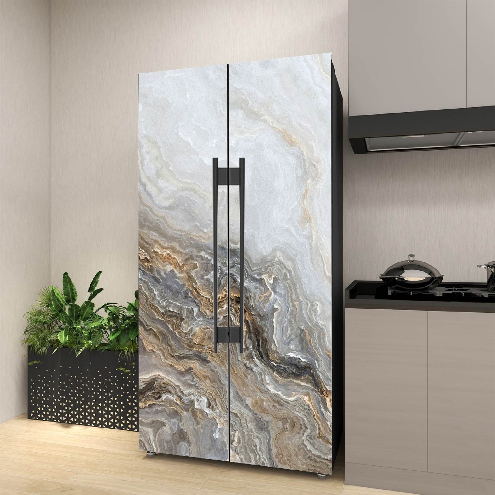 Marble Fridge Wrap Waterproof, Durable Kitchen Vinyl