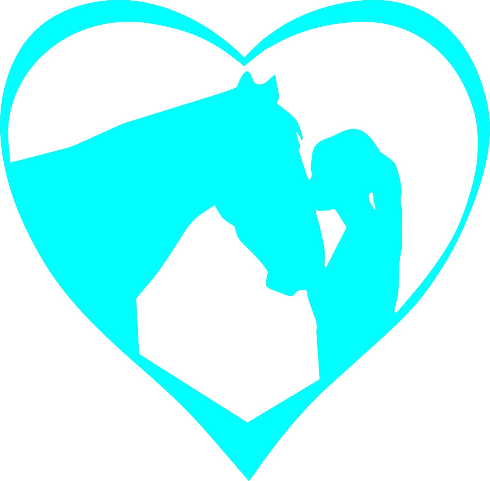 Horse with a girl in a heart decal In your choice of color 4.5 x 4.5