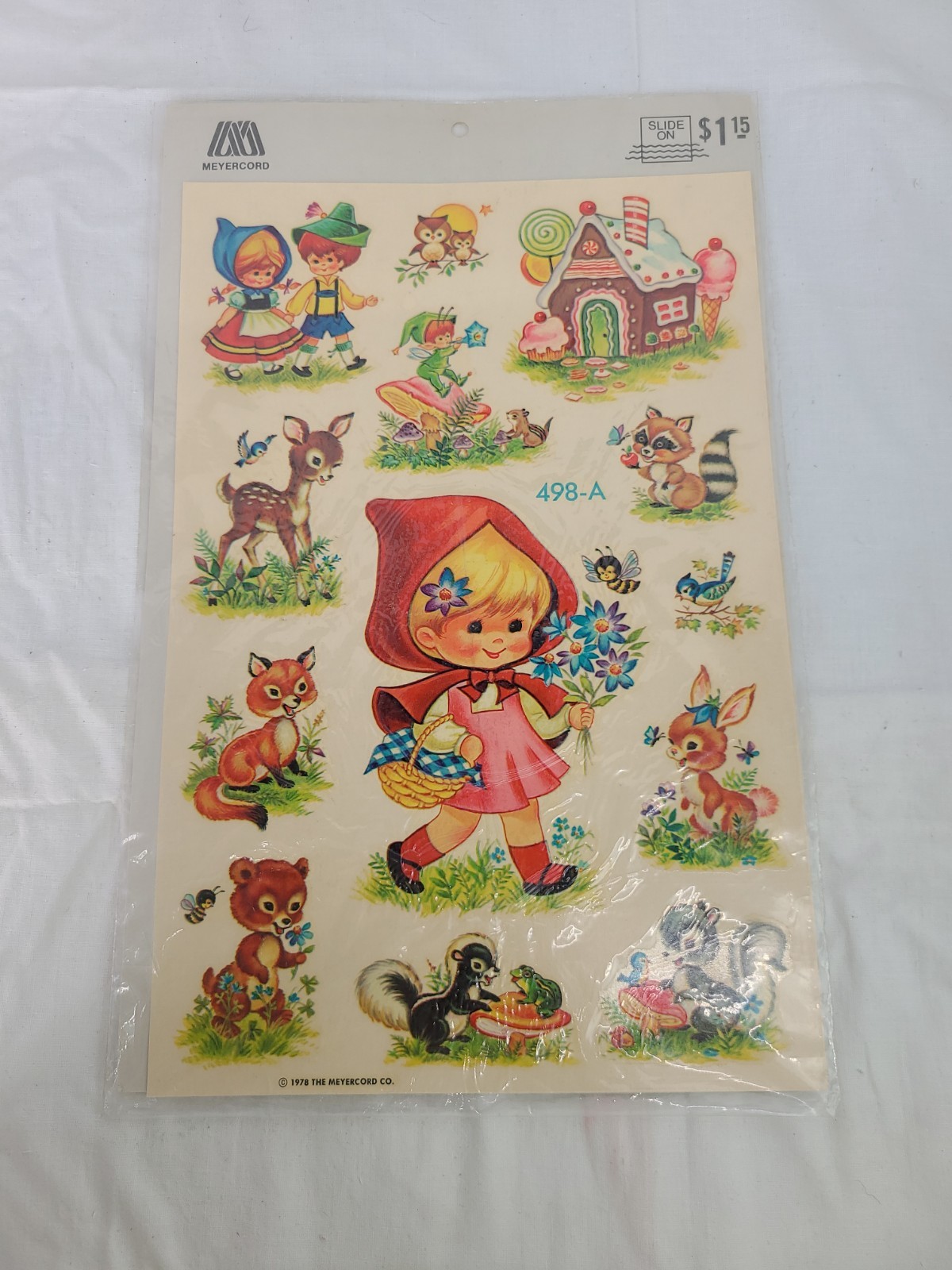1978 Storybook HANSEL & GRETEL Animals Fairies Apply Decals Sealed NOS