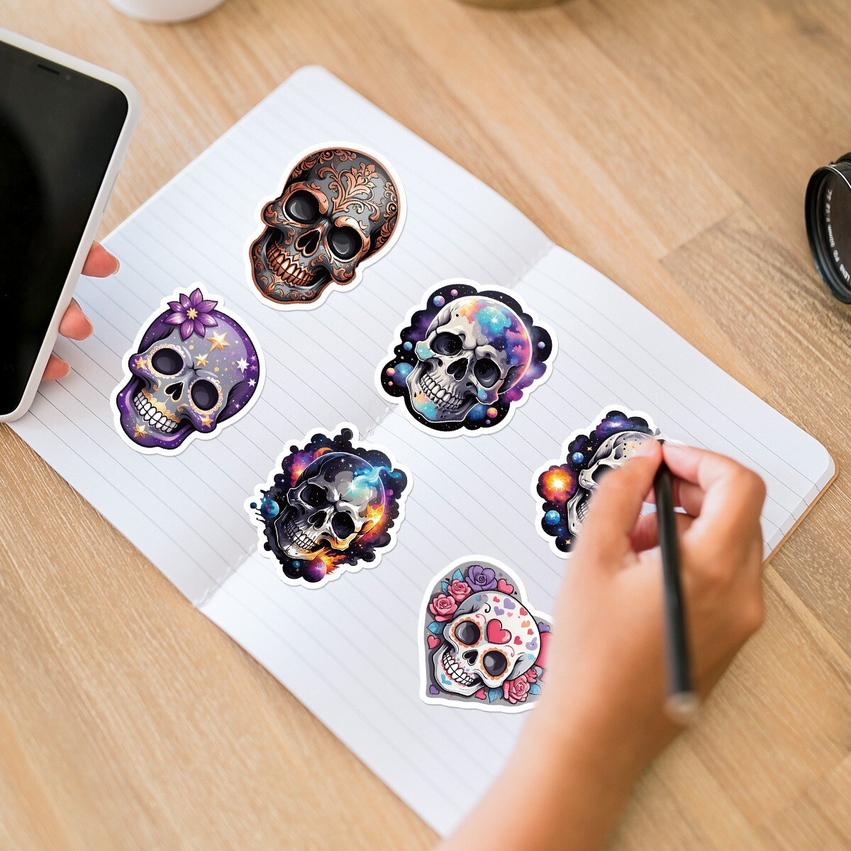 50 Pcs Stickers Halloween Skull Laptop Luggage Skateboard Car Graffiti Vinyl DIY