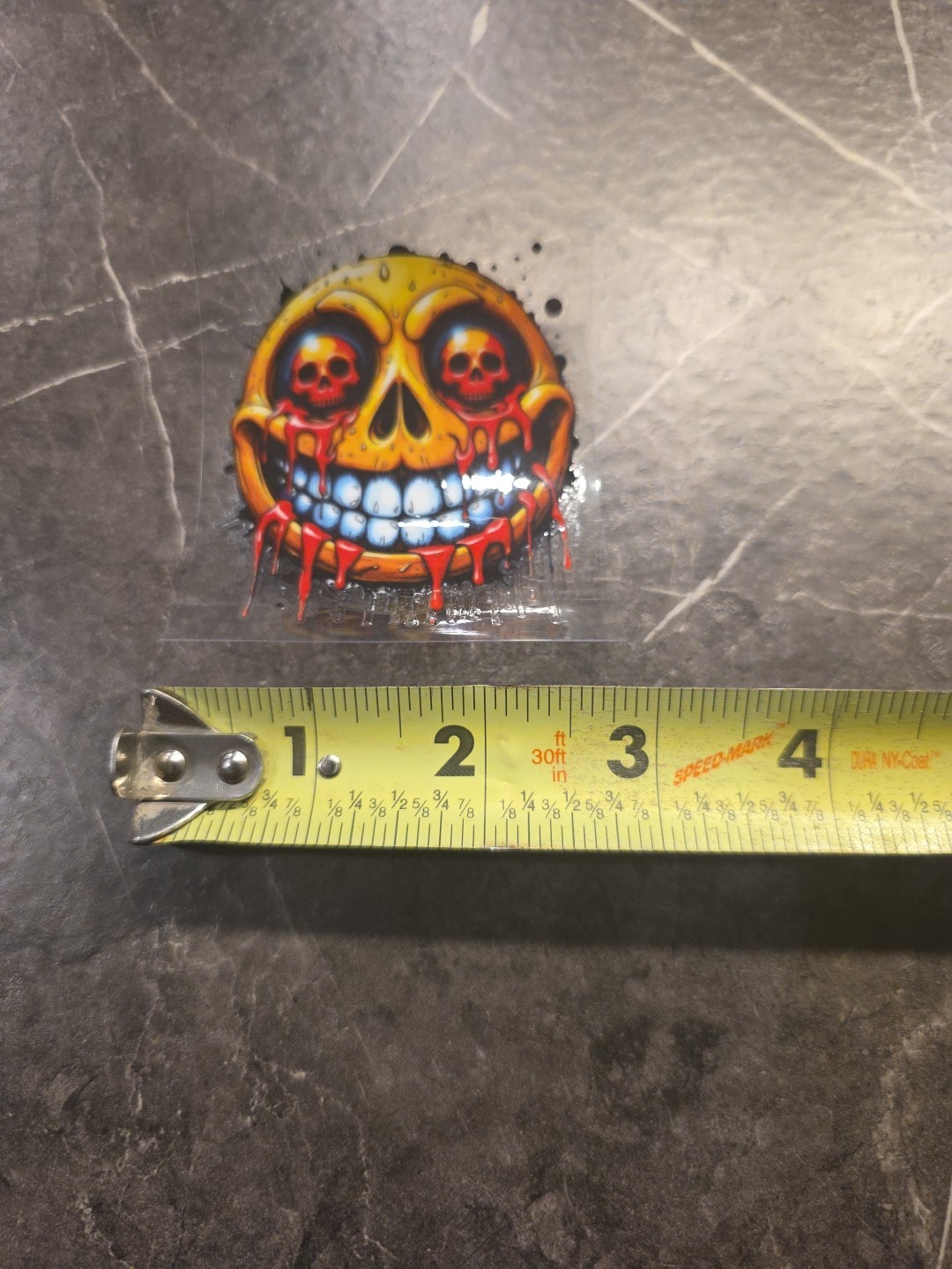 Evil Smile Skull Eyes Smiley Face UVDTF Raised Decal STICKER Waterproof Color