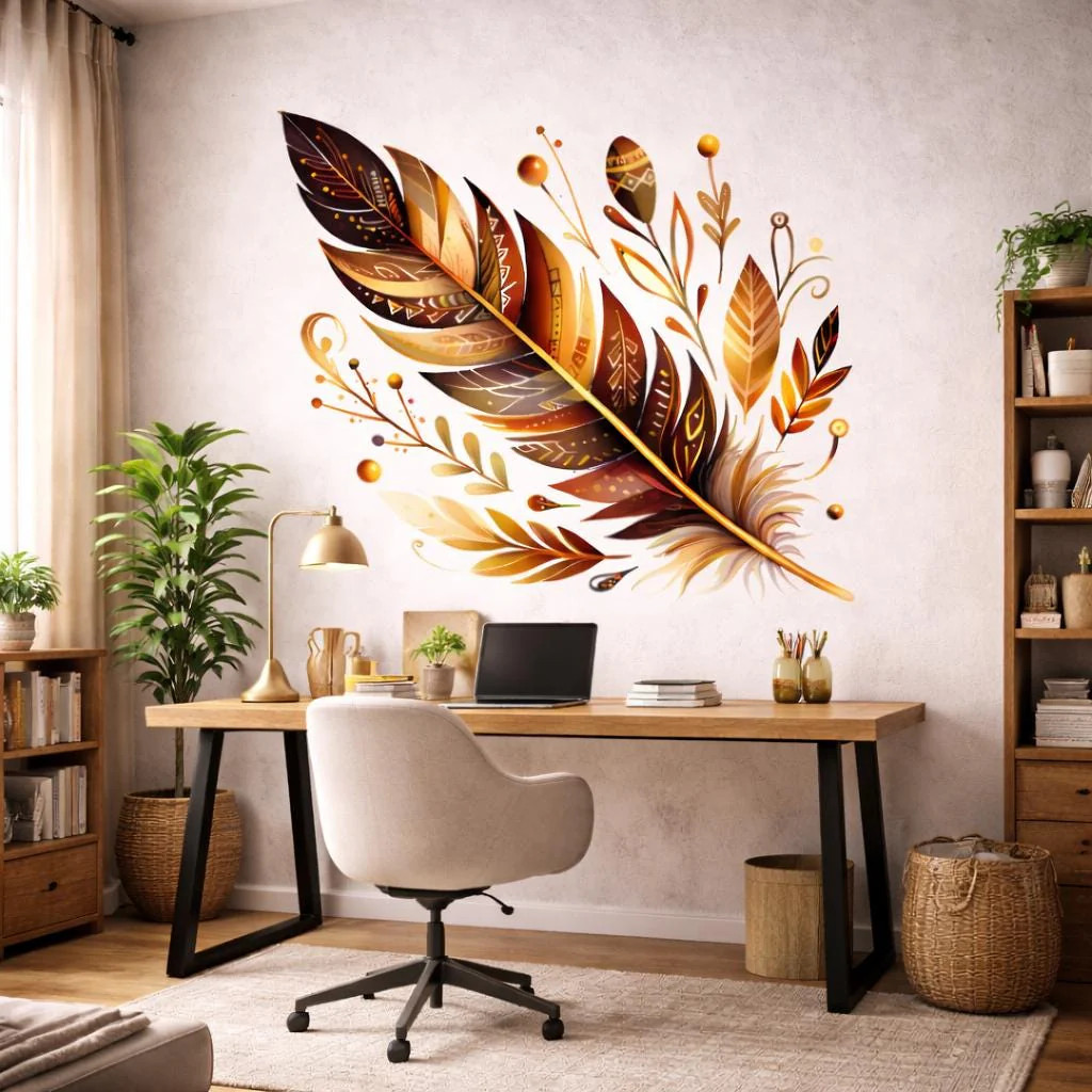 Boho Feather Decal | Tribal Pattern Wall Art