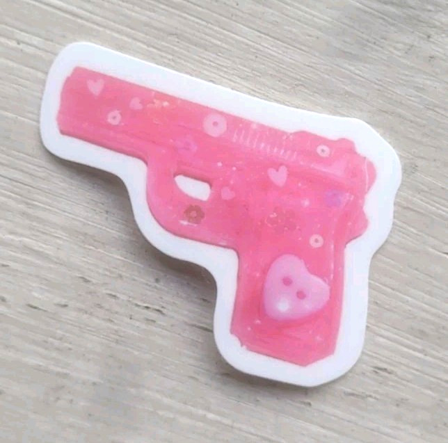 Haunted Doll Active Spirit Neutral Magick Unicorn Gun Pink Sticker 1Pc
