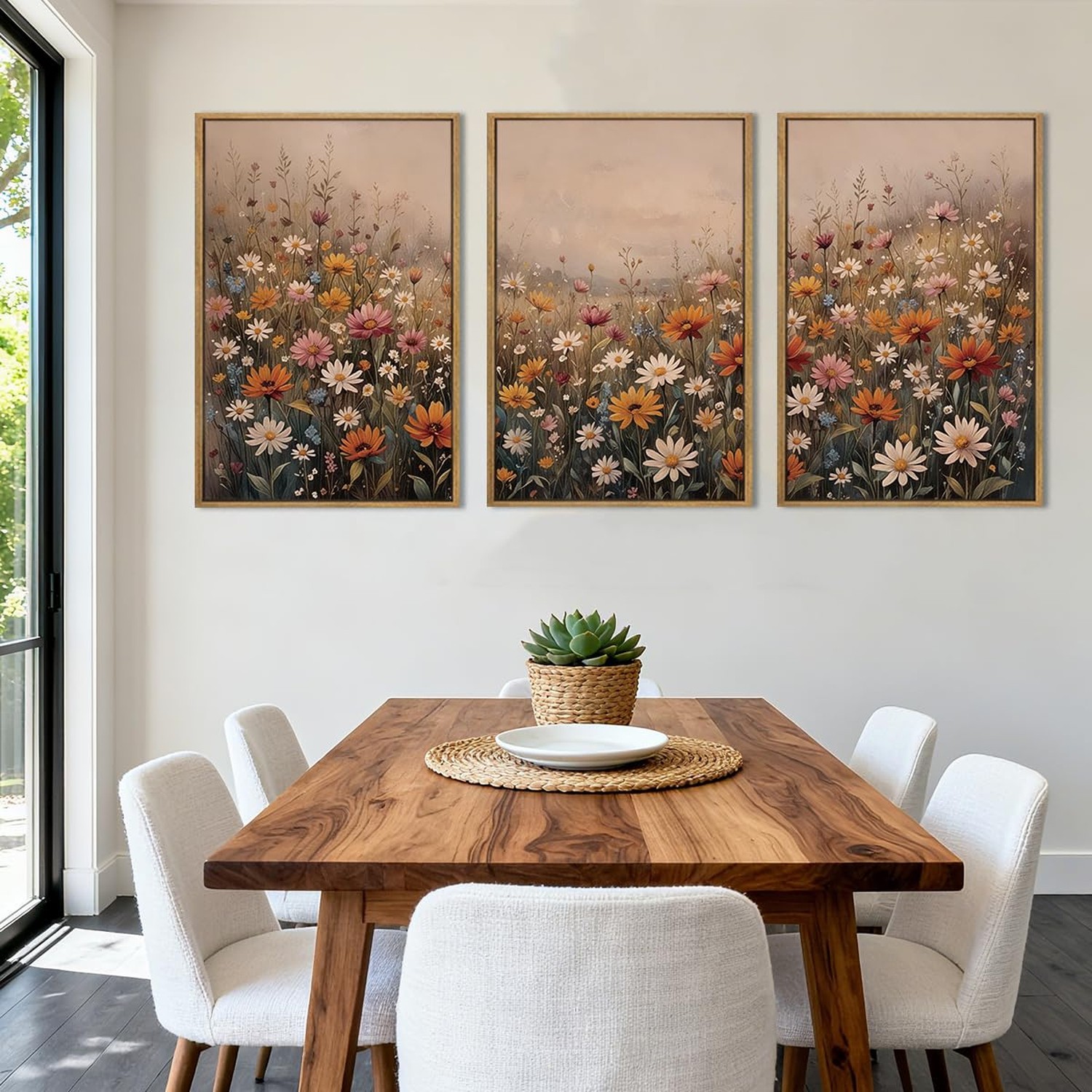 IARTTOP Framed Floral Canvas Wall Art Large 16×24 Inch Colorful Wildflower Ar…