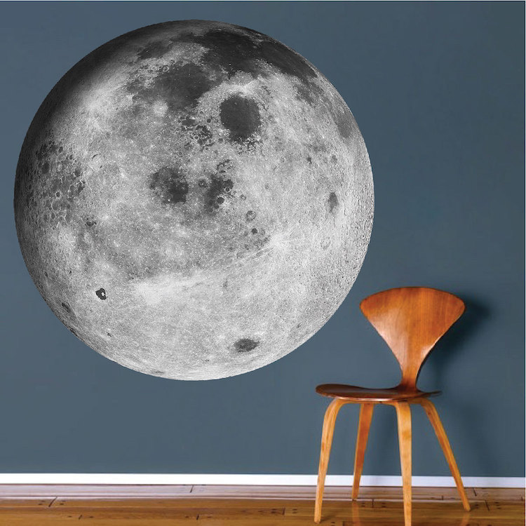 Moon Wall Decal Large Moon Sticker Peel and Stick Bedroom Moon Wall Mural, c22