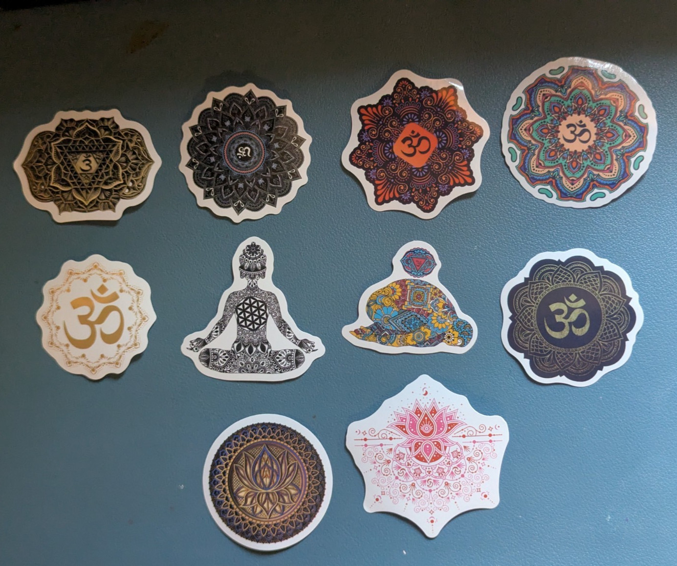 10 Assorted Stickers Eternal OM Mandala Meditation