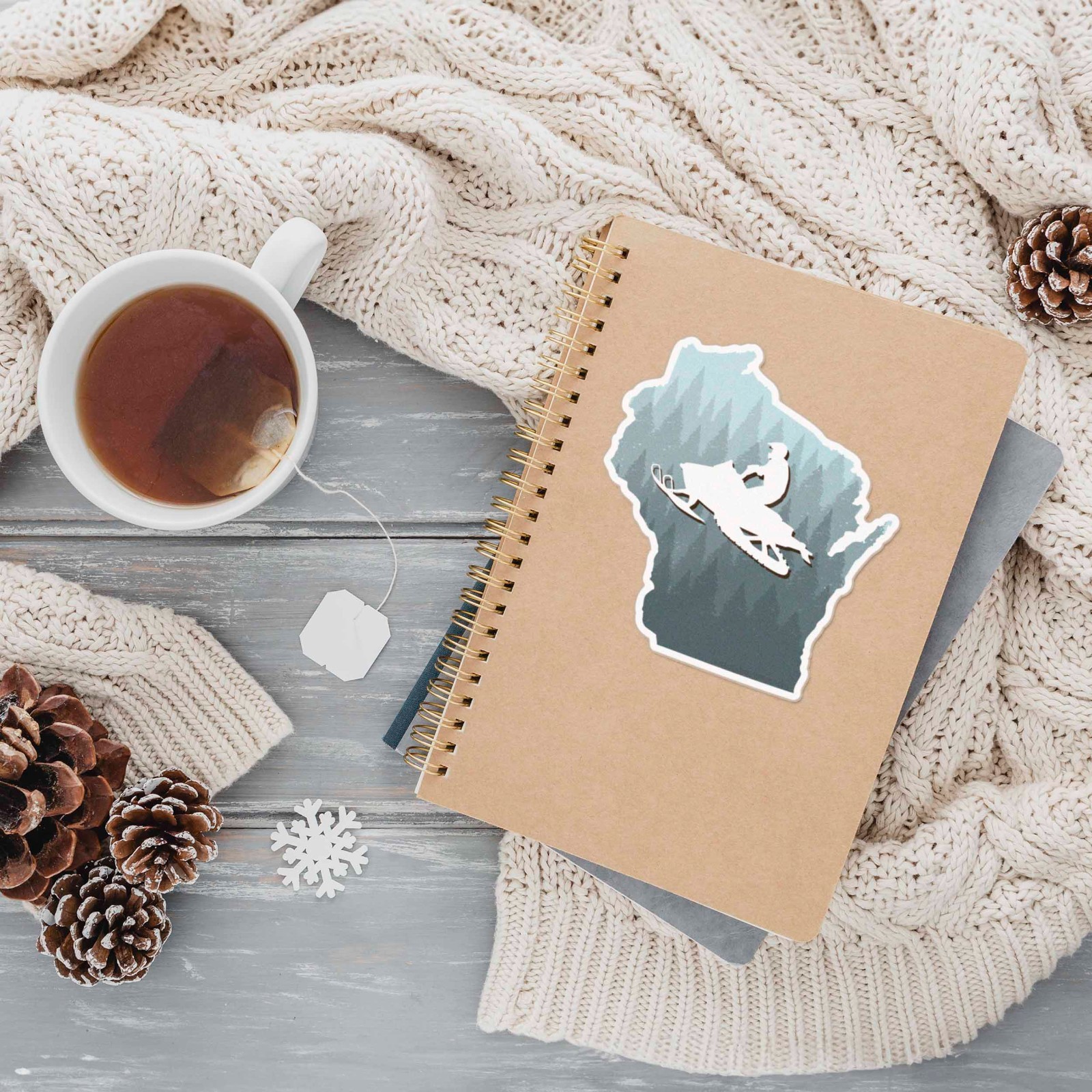 Snowmobile Wisconsin Sticker – Cool Midwest Winter Sports Decals for Laptop