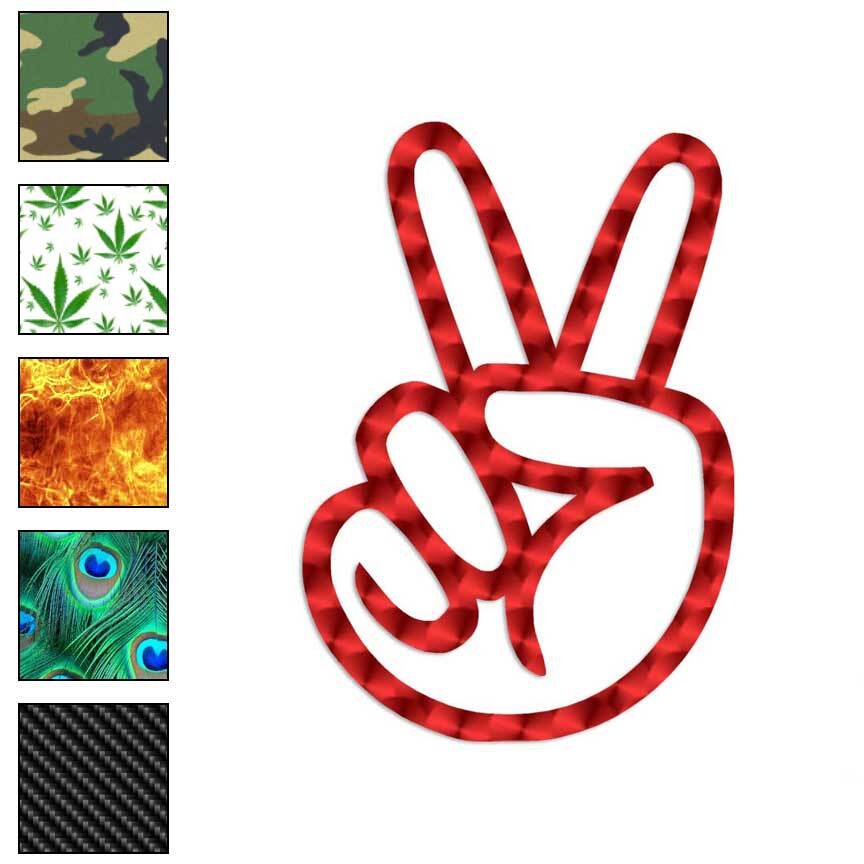 Peace Sign Hand, Vinyl Decal Sticker, 40 Patterns & 3 Sizes, #511
