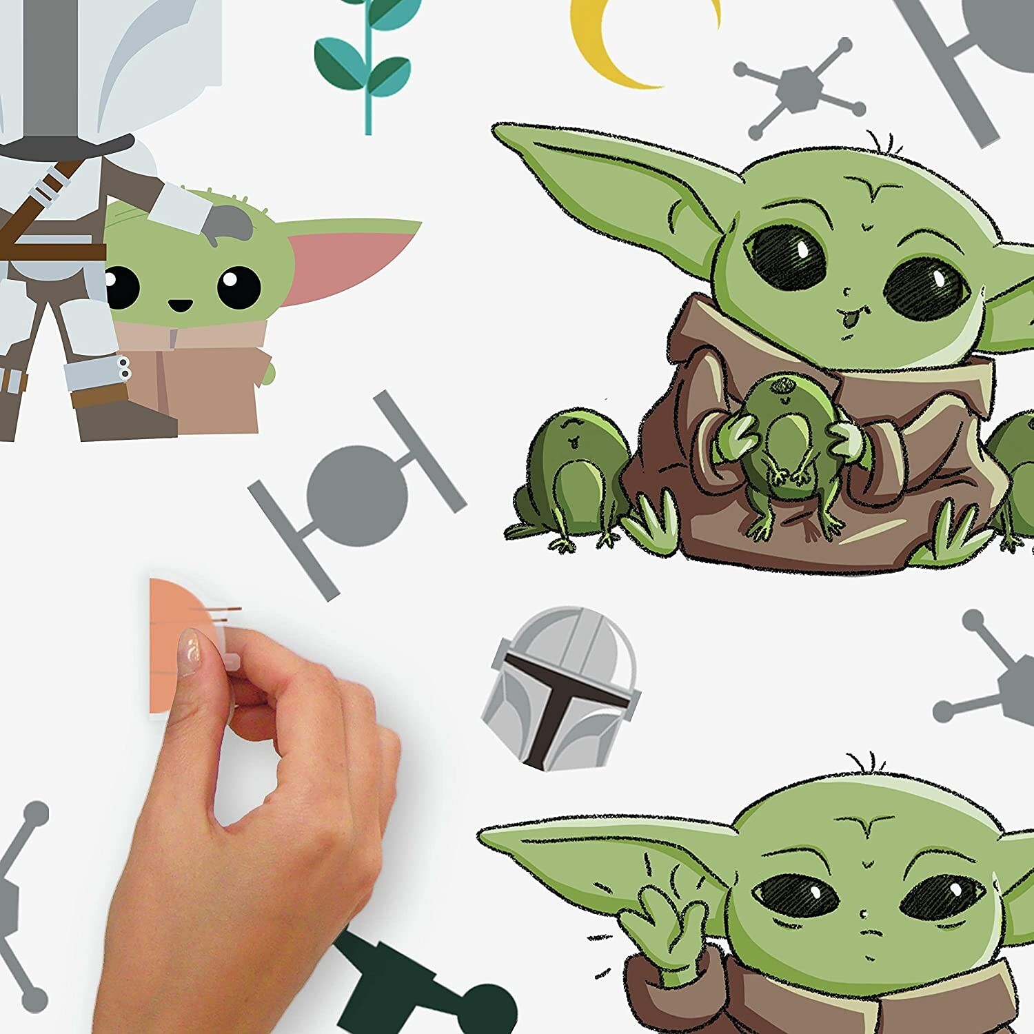 Roommates RMK4805SCS Baby Yoda Grogu Illustrated Peel and Stick Wall Decals