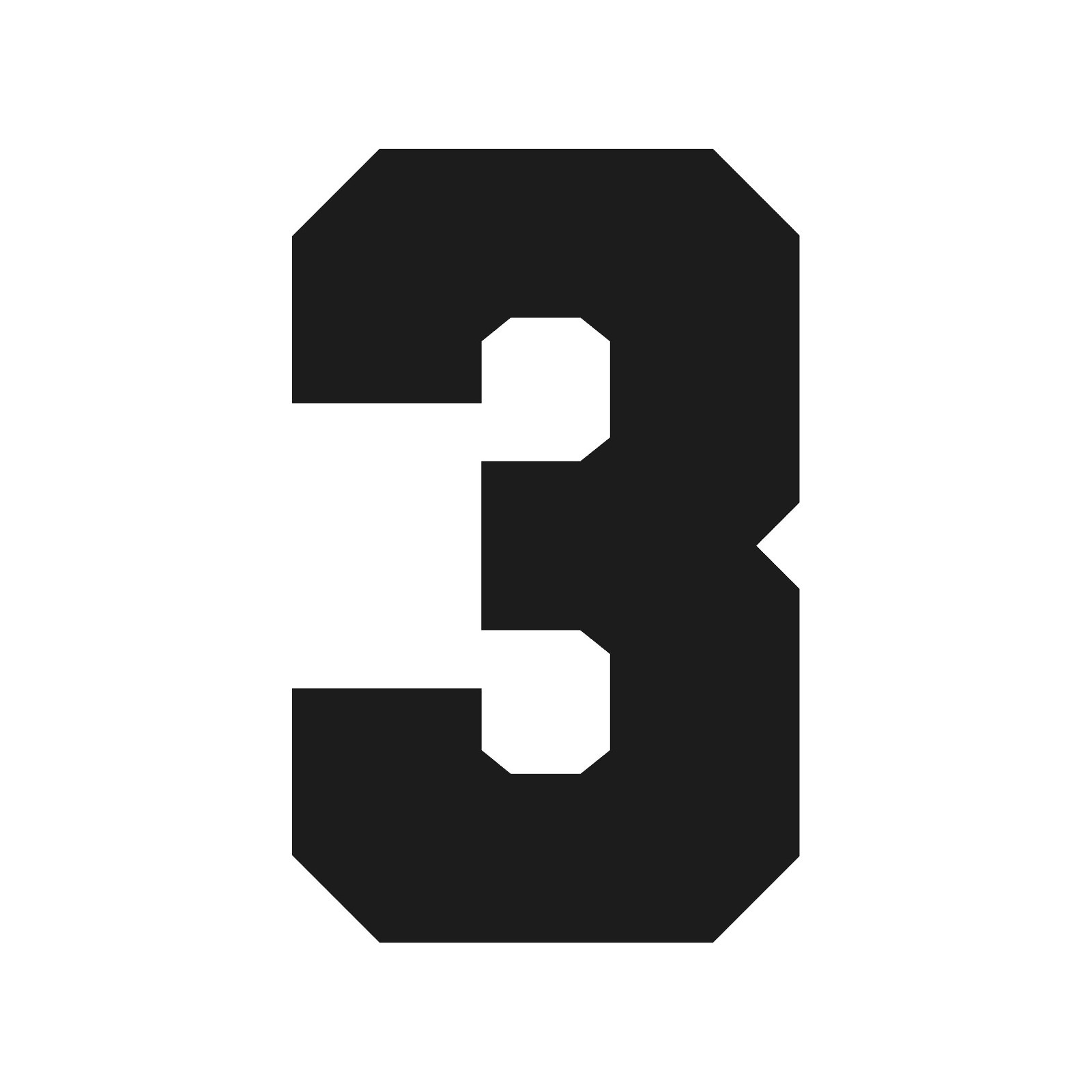 Number Three Varsity font Vinyl decal 3 bold sports font Sticker