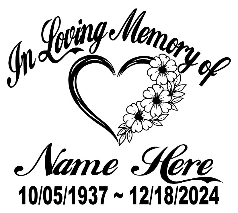 In Loving Memory Decal Heart Flower Butterfly Floral Car Window Vinyl Sticker 01