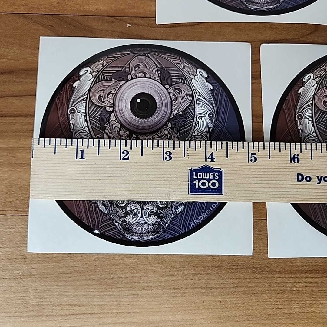 Android Jones STEALIEye Round 5" Art Sticker. Skeleton