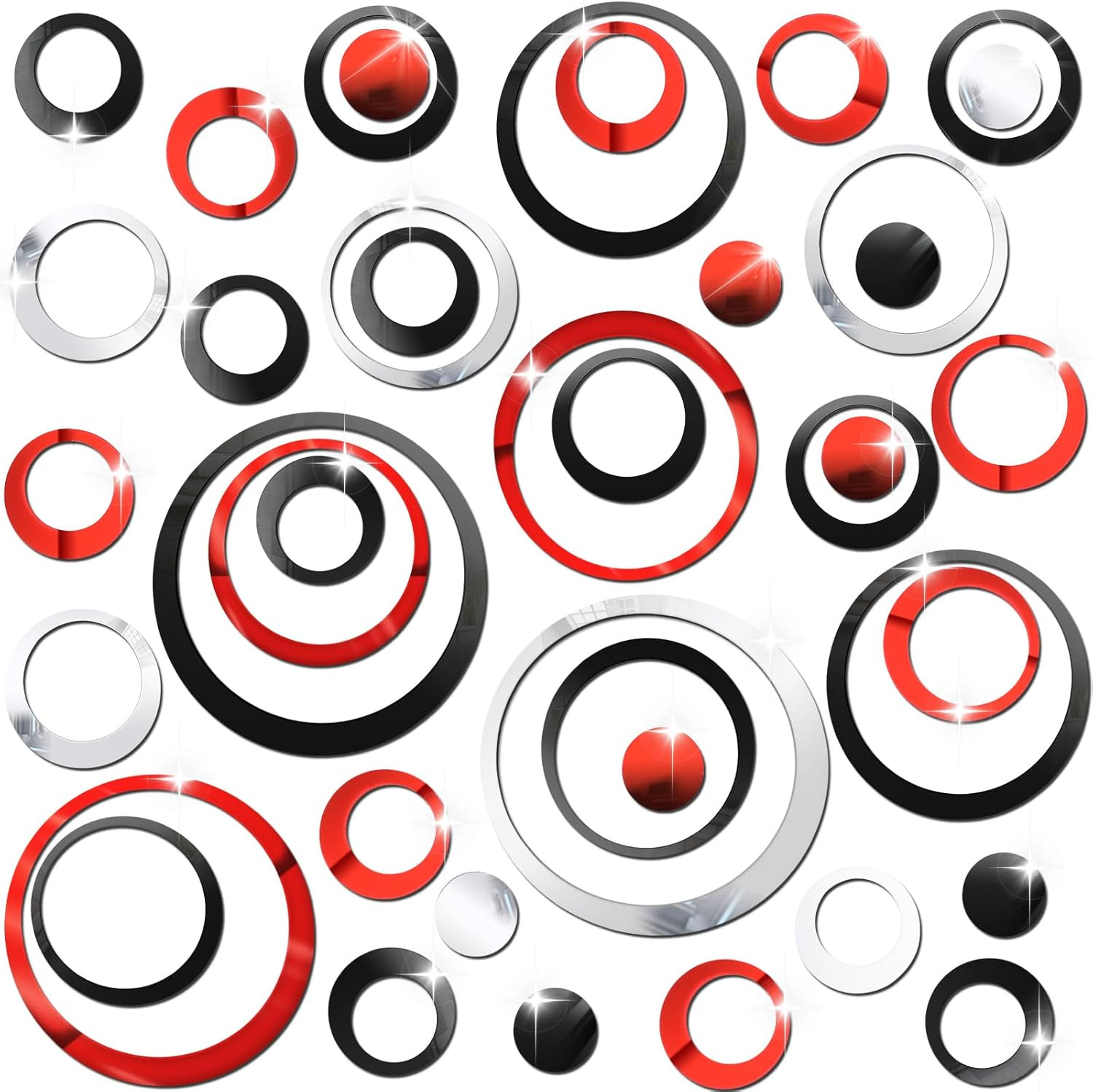 72 Pieces Acrylic Circle Mirror Wall Sticker round Wall Decor Decals Removable D