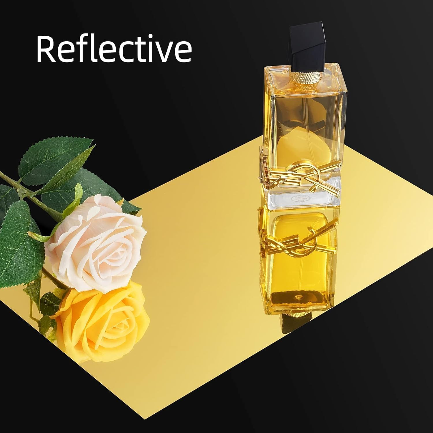 12"X276" Flexible Gold Permanent Vinyl Mirror Stickers for Wall Non-Glass Self-A