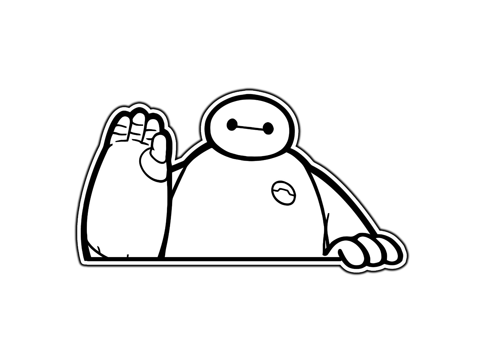 Baymax Peeker Black And White Waterproof Vinyl Sticker Decal Die-Cut