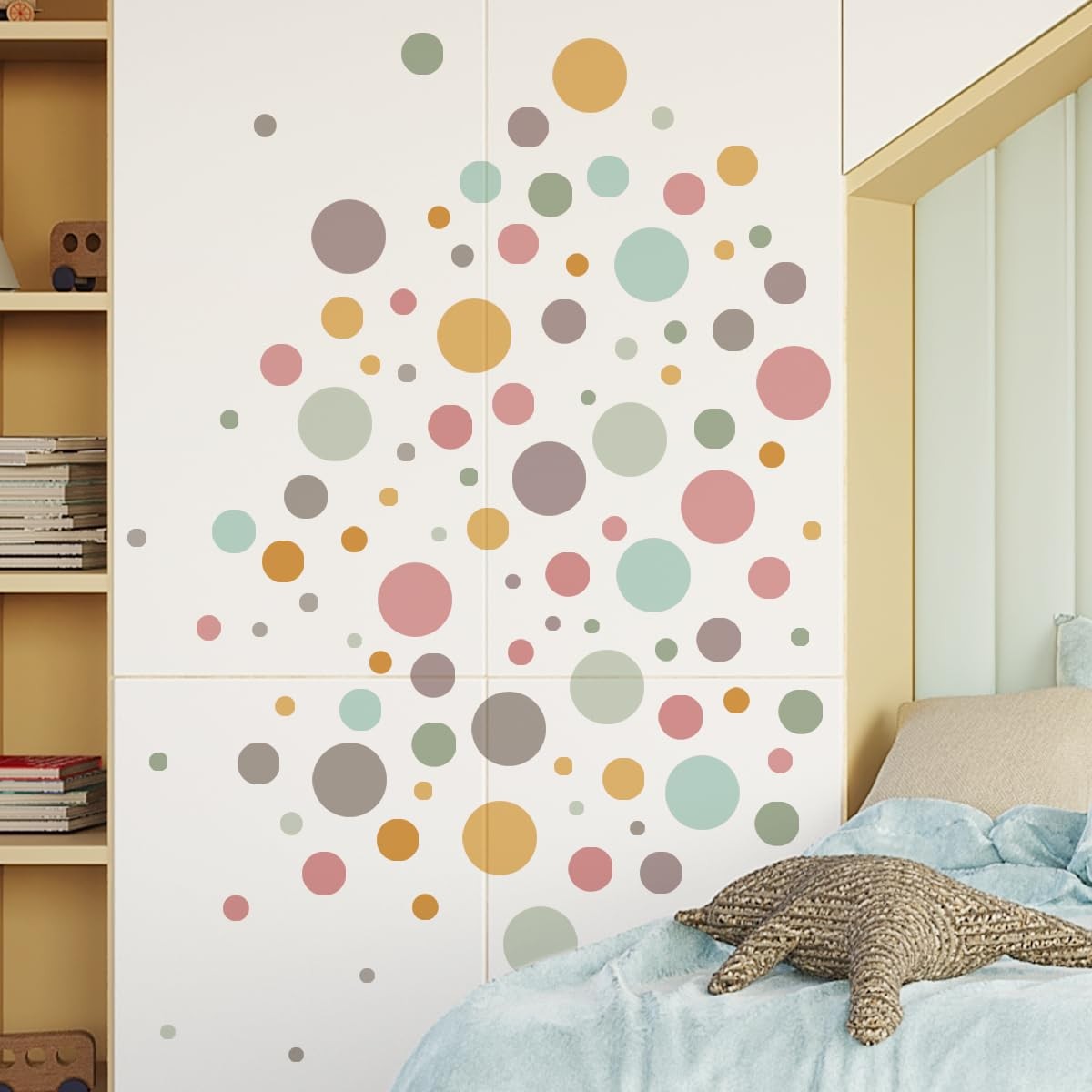 178 Pcs Bohemian Wall Decal with Polka Dots & Rainbows – Neutral Nursery Deco…