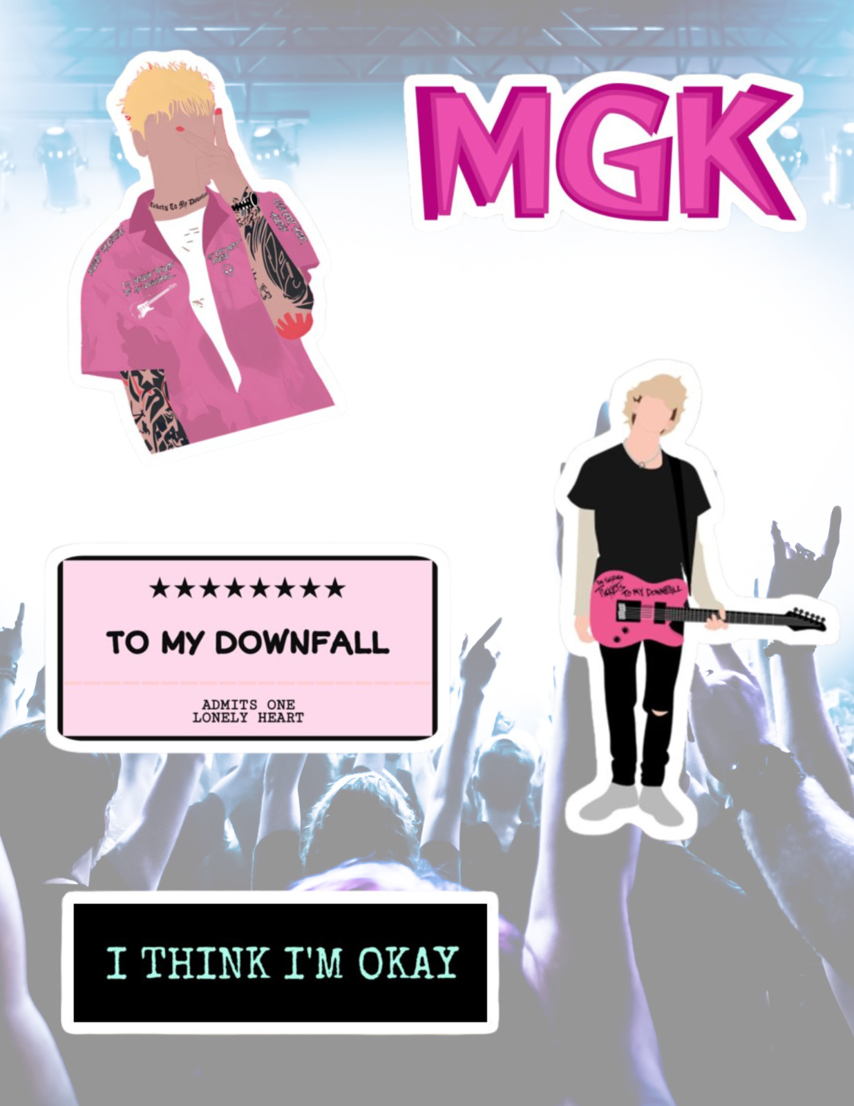 MGK Machine Gun Kelly 5pc Sticker Pack