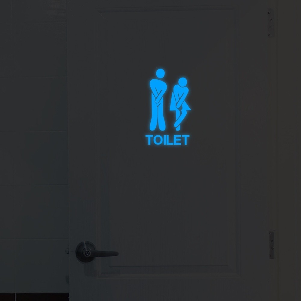 Reusable Glow in the Dark PET Decal 20 x 13 cm Bathroom Toilet Door Sticker
