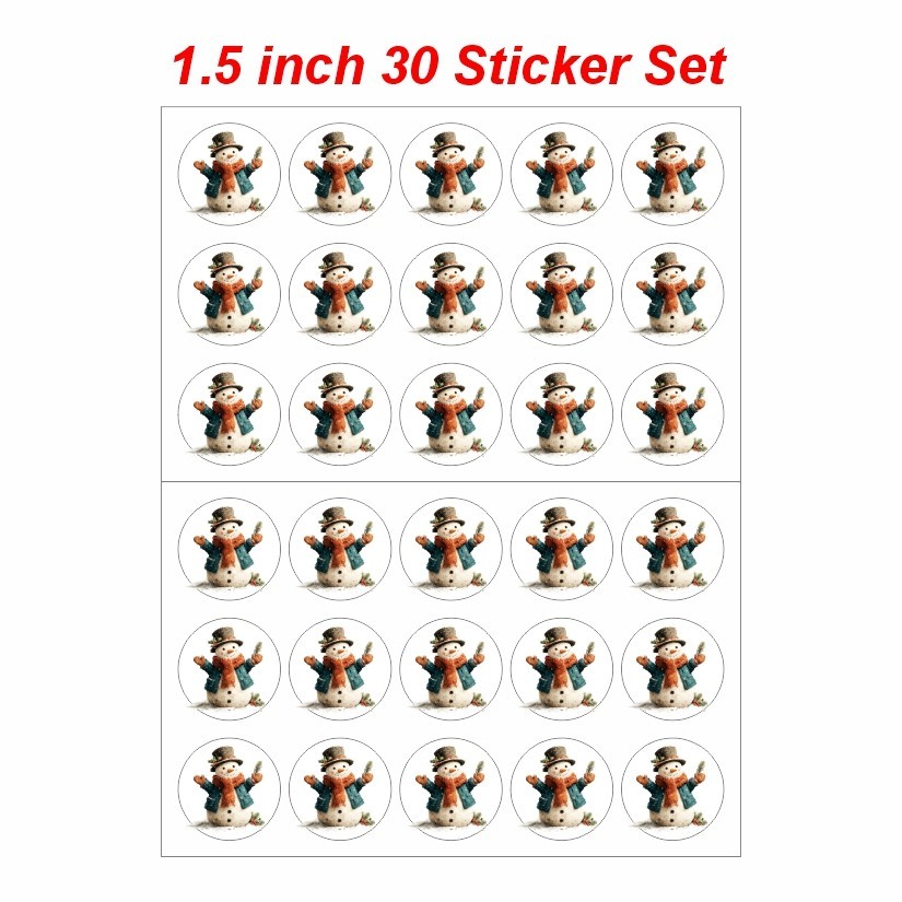 Santa Claus Merry Christmas Round Dot Stickers Set, 1.2" & 1.5"