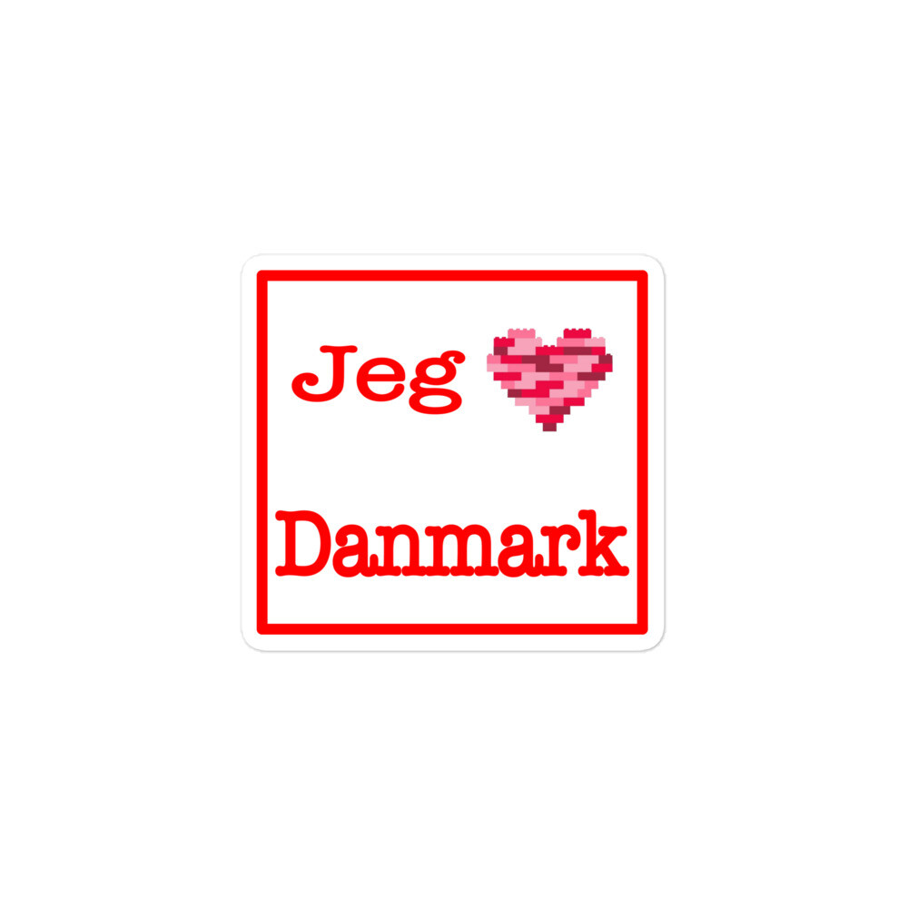 Jeg Elsker Danmark Bubble-free stickers Lego Hjerte Joke Spøg Parodi