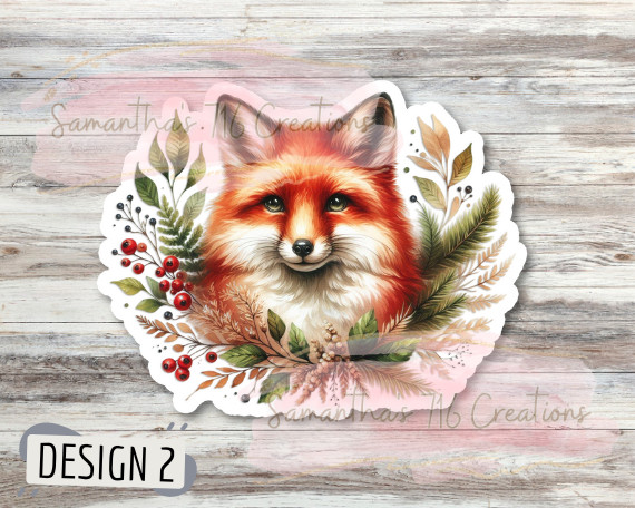 Fox Watercolor Vinyl Stickers 3" For Laptops, Etc. Indoor, Water Resistant