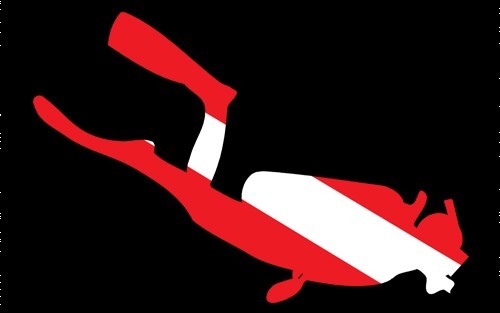 Dive Flag Die-Cut Scuba Diver Shaped Decal Bumper Sticker 4x6inch set of 2 #737