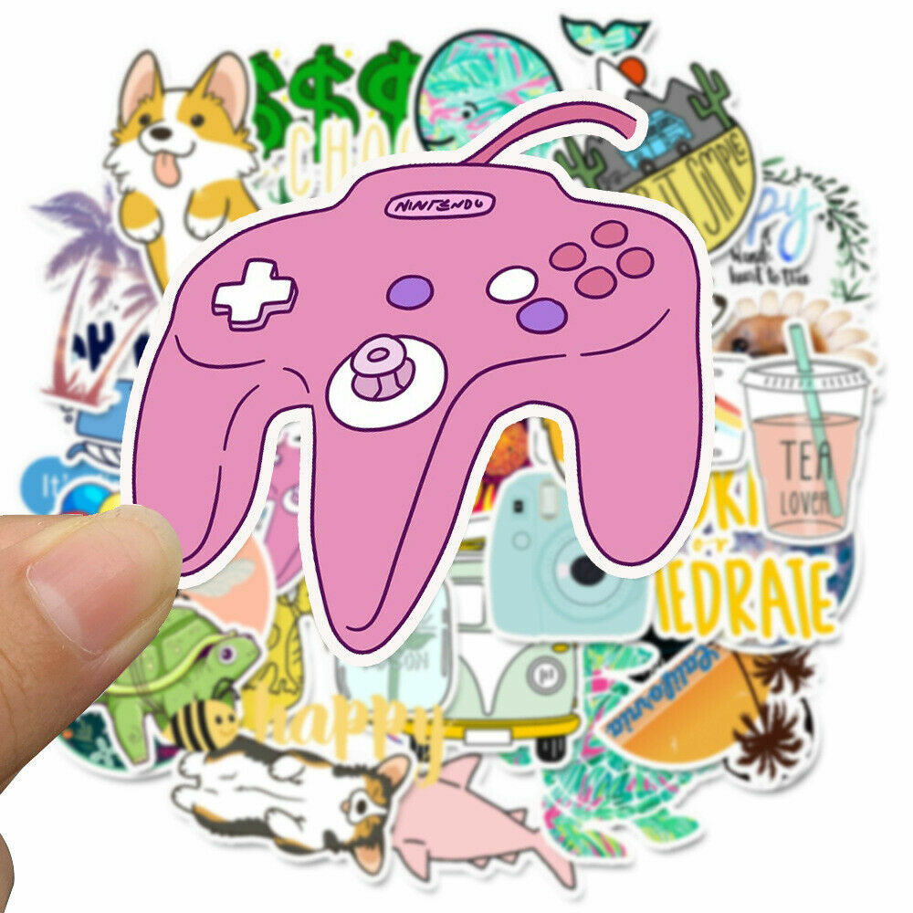 50 pcs Pink cute sticker VSCO Stickers for Hydro Flask for Teens (yellow)