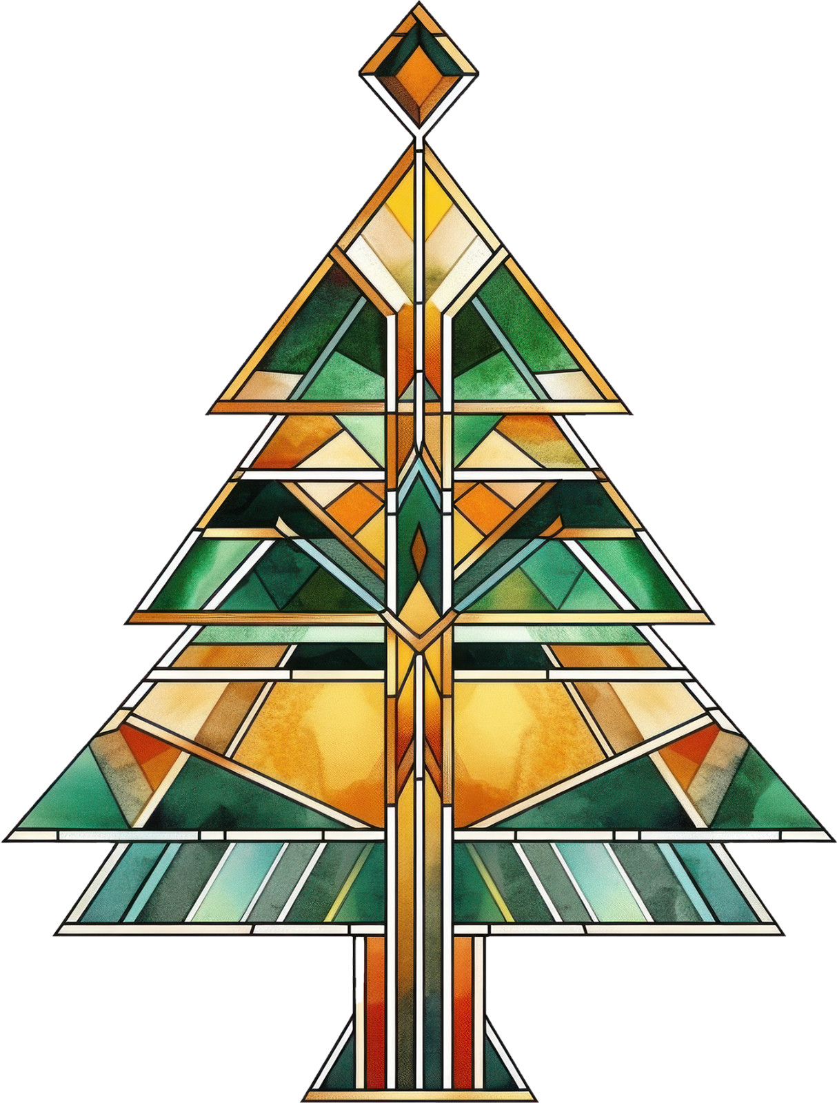 Christmas Tree Stained Glass Wall Decal Sticker 18X18cm Large