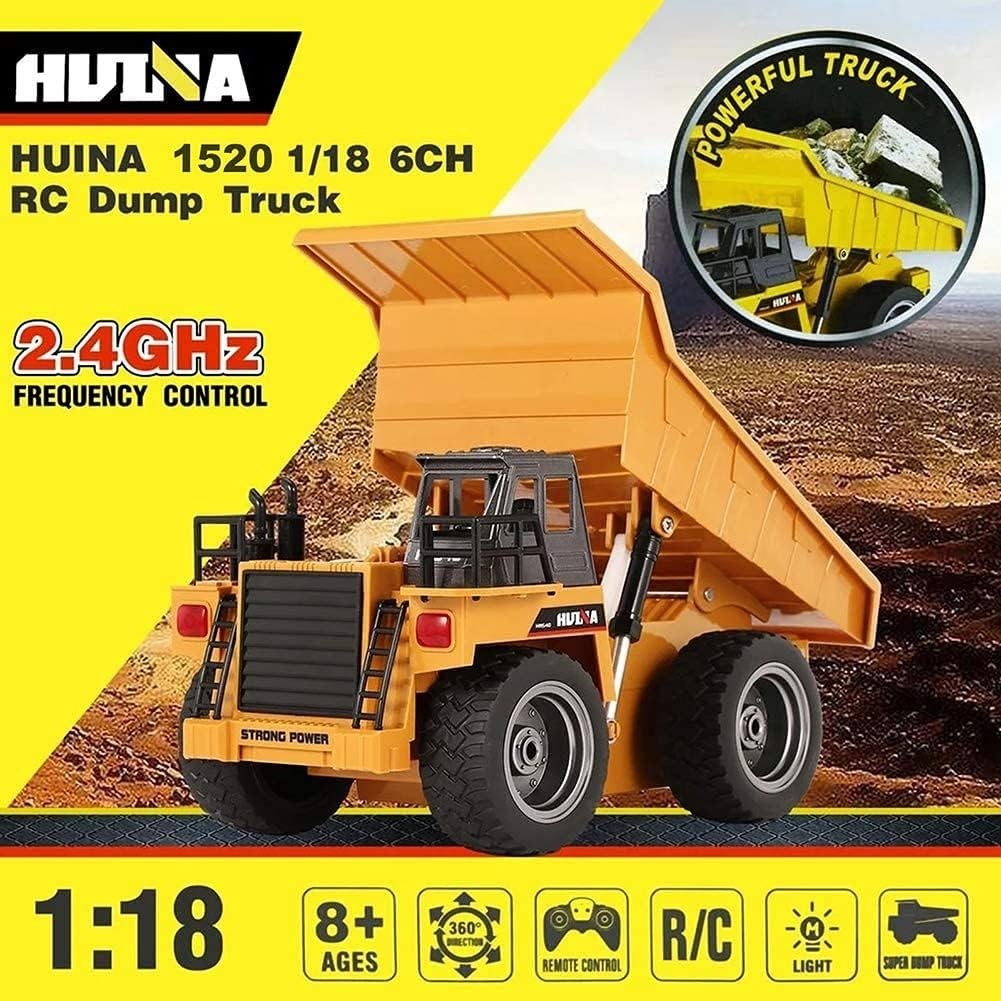Remote Control Construction Dump Truck Toy 2.4G RC 6 Channel Bulldozer 4 Wheel D