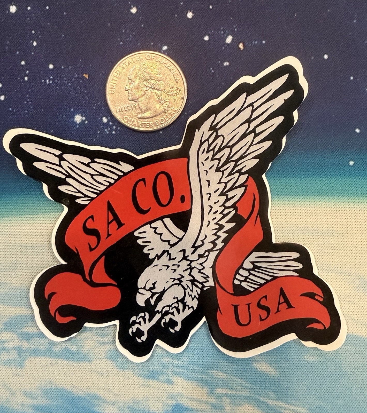 SA CO. USA Eagle Graphic Patriotic Sticker Decal Adults Red White Black
