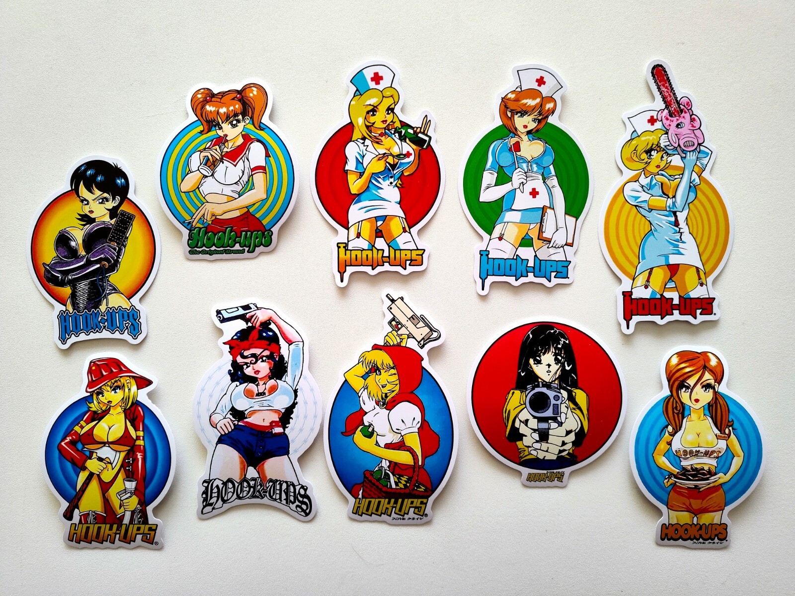 Hook-Ups 60 Piece Sticker Pack SET 2 Reproduction skate, Anime, world industries