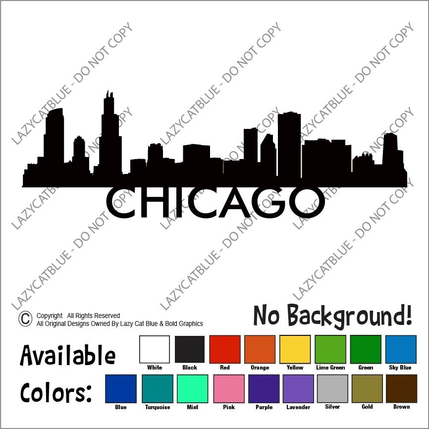 Chicago Illinois Decal Vinyl Sticker IL Skyline Skyscapes City View USA Urban