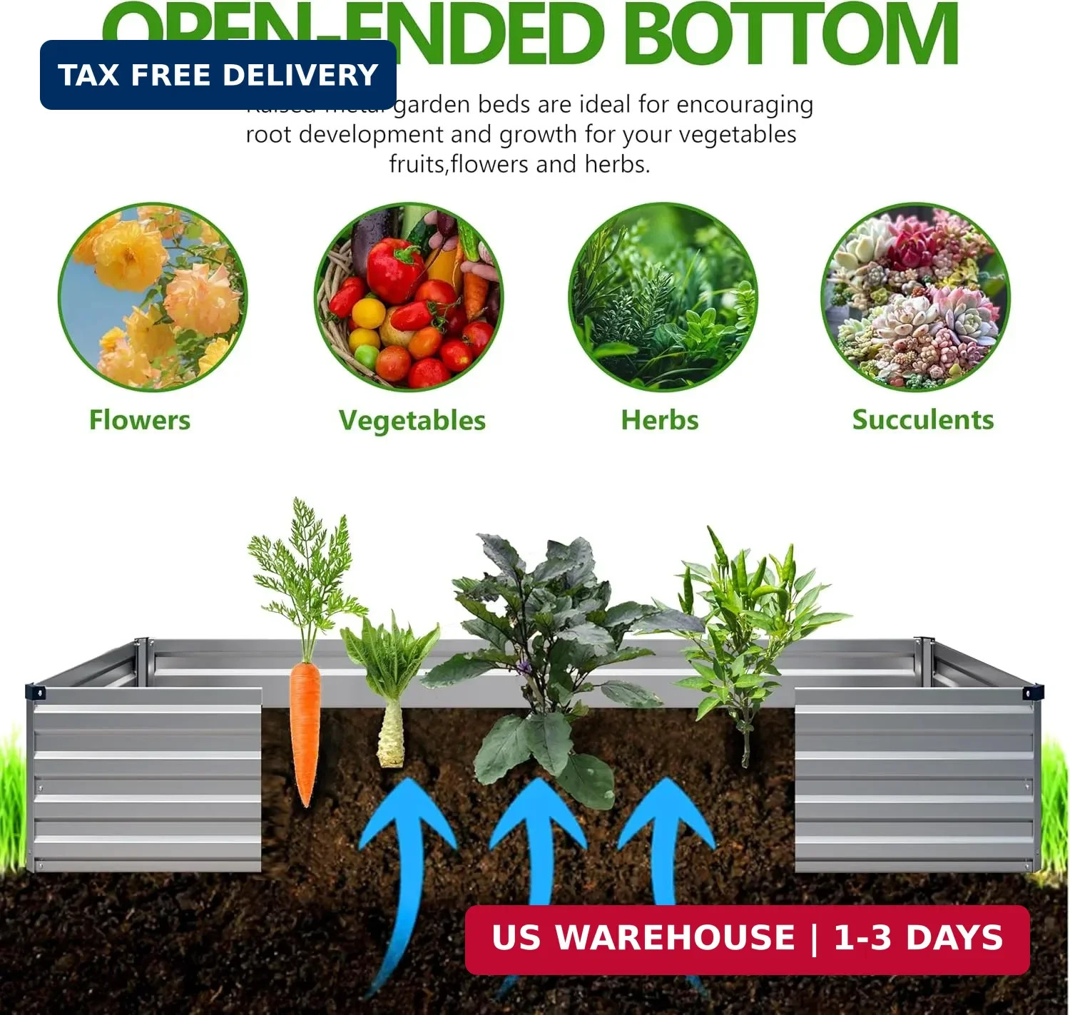 2PCS 7x3x1ft Galvanized Raised Garden Bed,Outdoor Planter Box Metal Patio Kit Pl