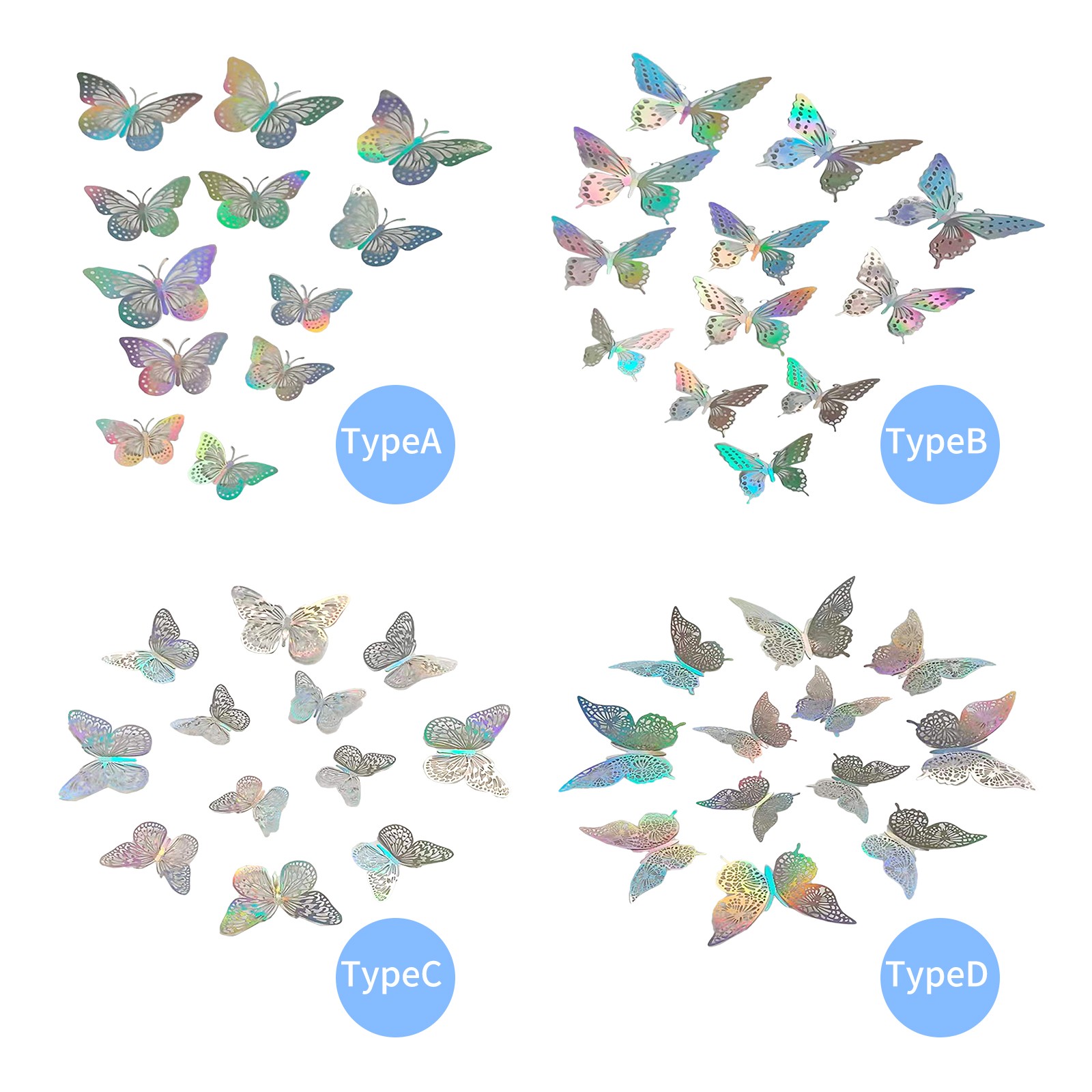1-12Pcs Wall Stickers Double-layerd Shape Wall Decal 3D Cut-out