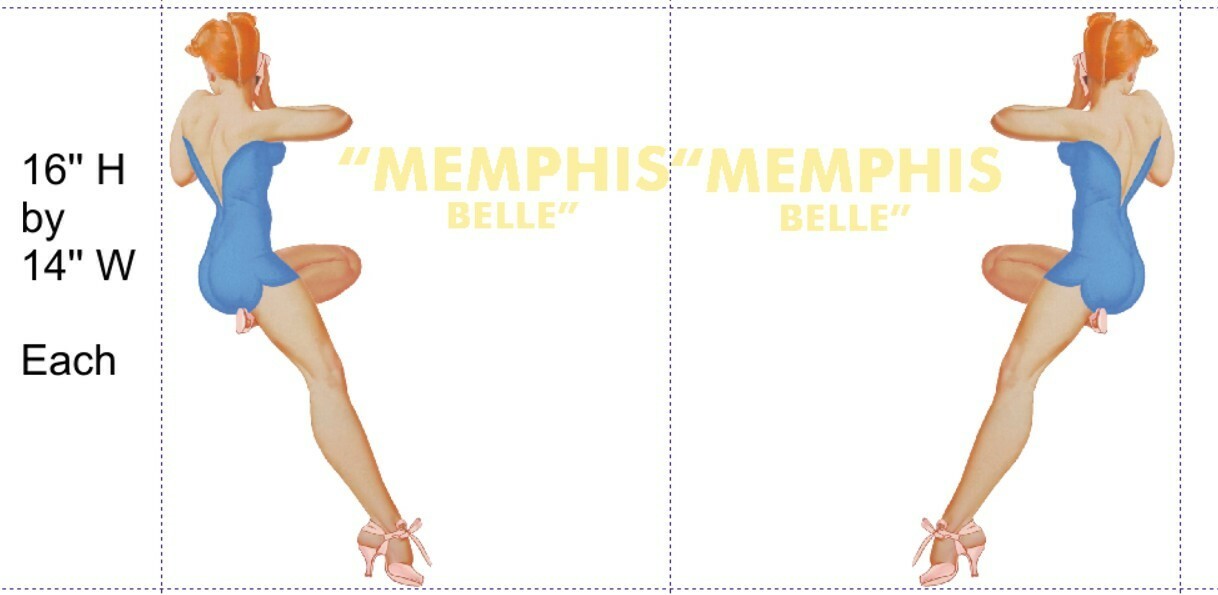 Memphis Belle Left and Right Peel and Stick Vinyl Decal STKR-MB