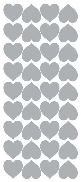 Metallic Silver Heart Hearts Stickers Sticker 1" DC20-090