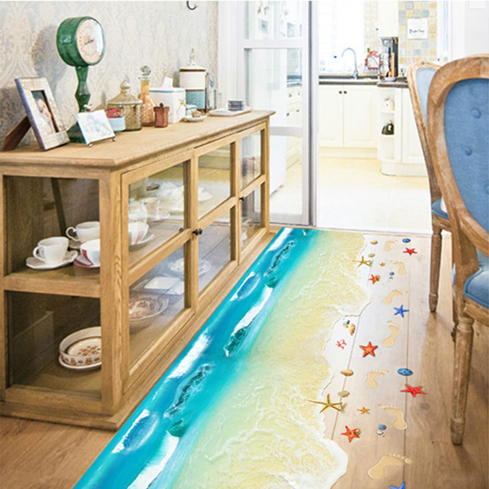 3D Water Waves Beach Ocean Waterproof Creative Floor Tiles Painting Murals Wa…