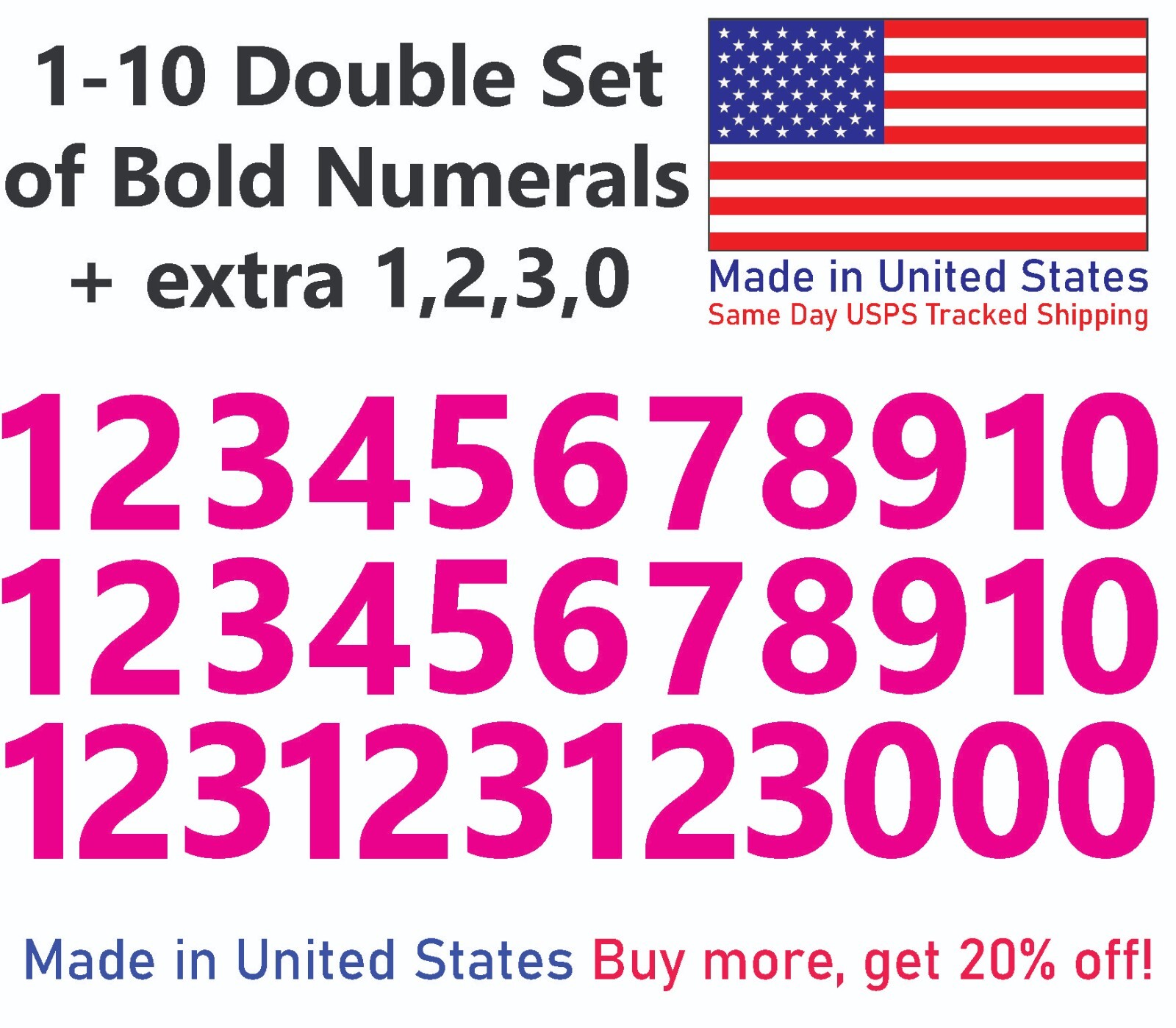 1-10 Bolston Bold Outdoor Vinyl Decal Numbers for Mailbox, Door, Address, Locker