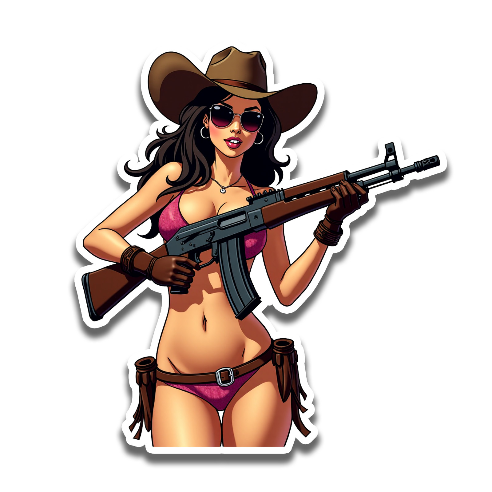 Gun Chick 4 Inch Vinyl Decal Waterproof Indoor/Outdoor
