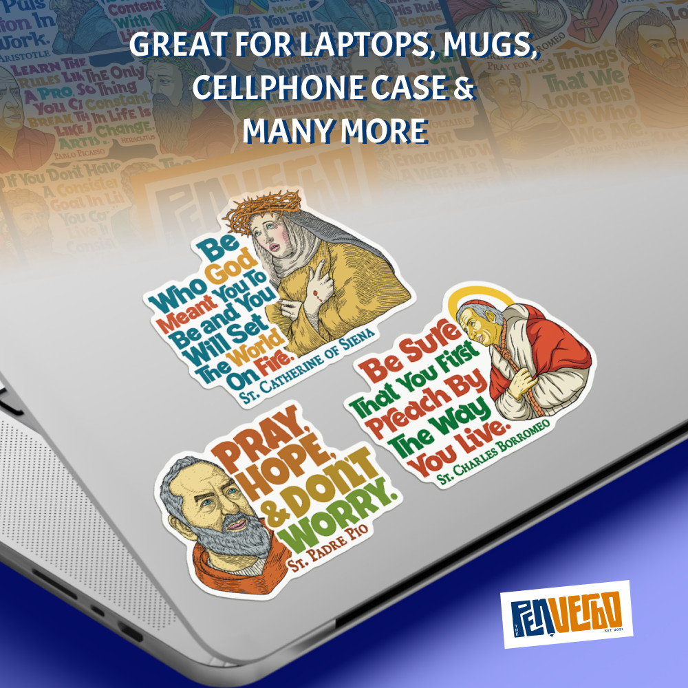 Padre Pio Quote Sticker 2pcs | Pray Hope & Don't Worry | Saint Sticker | SQ400