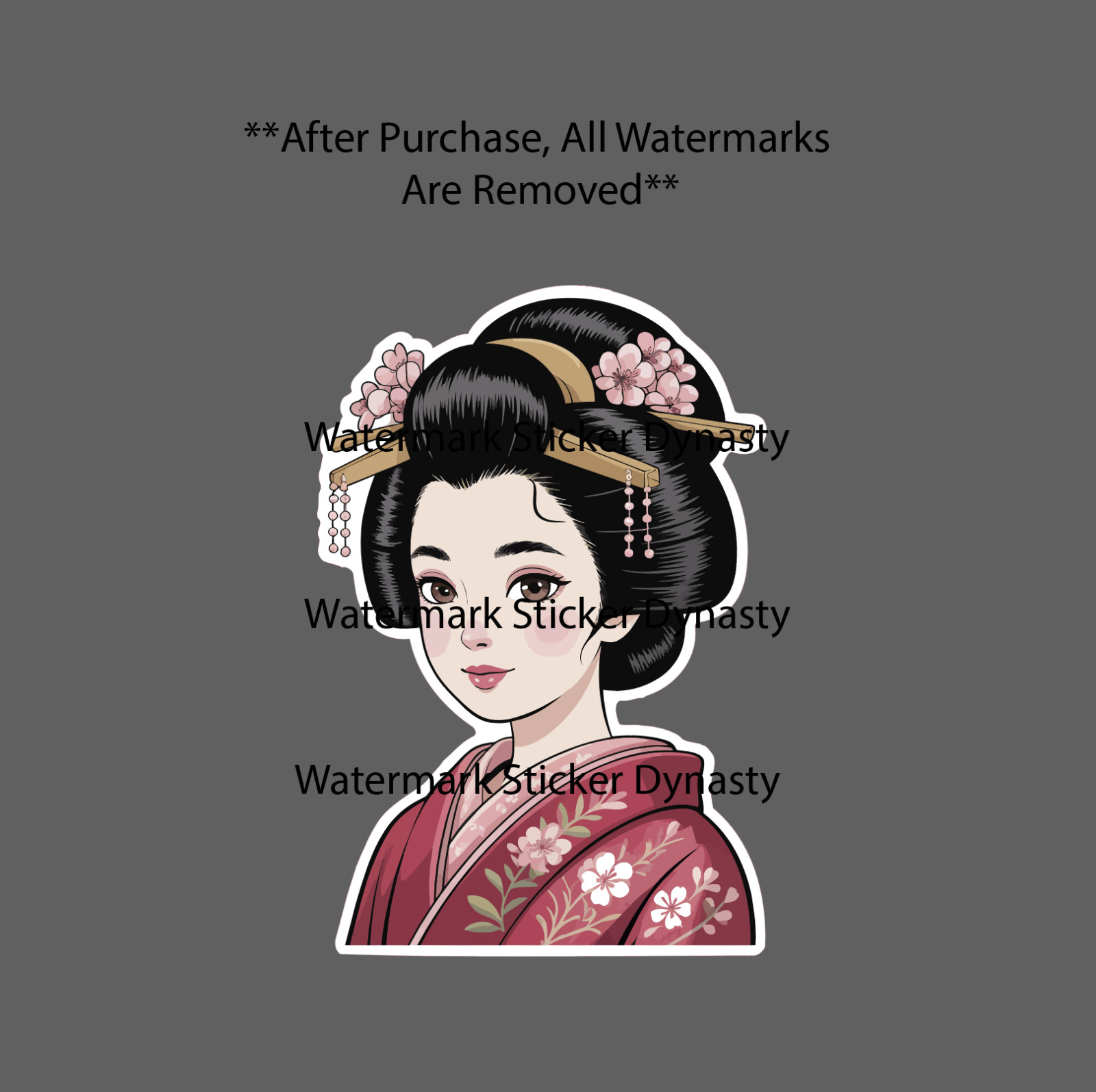 Japanese Woman Sticker Waterproof Decal Cartoon Beauty Floral Silk Gift NEW