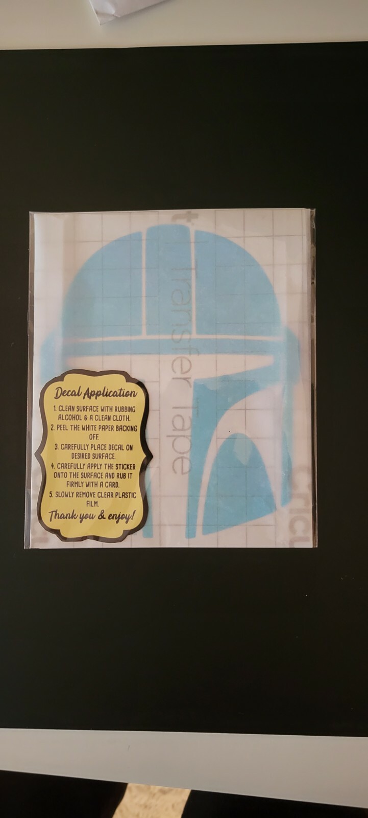 mandalorian "MANDO" helmet holographic decal/sticker. 5.5 in. Water proof.