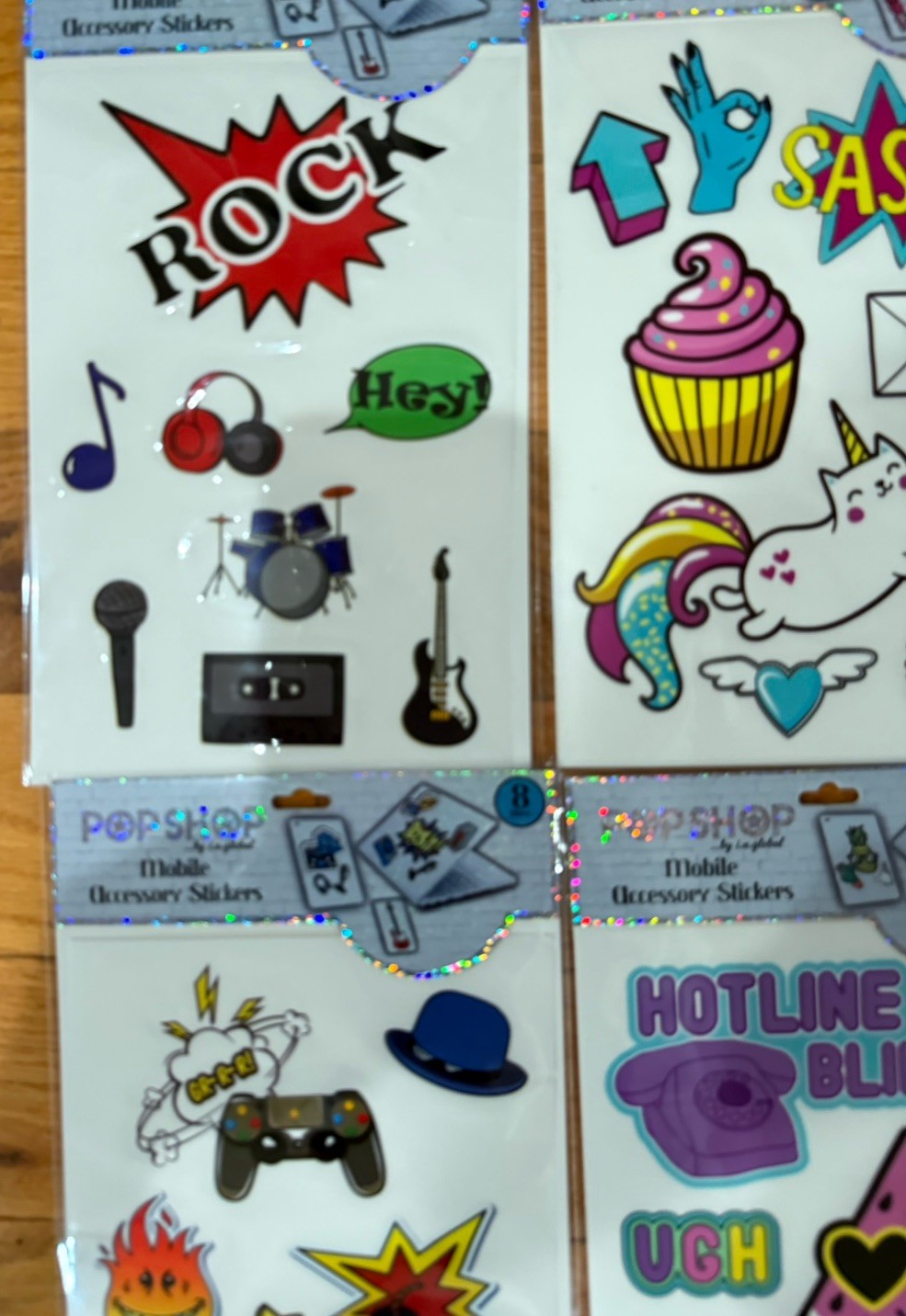 Pop Shop Mobile Accessory Stickers Tiger Pizza 8pc Lot Of 4