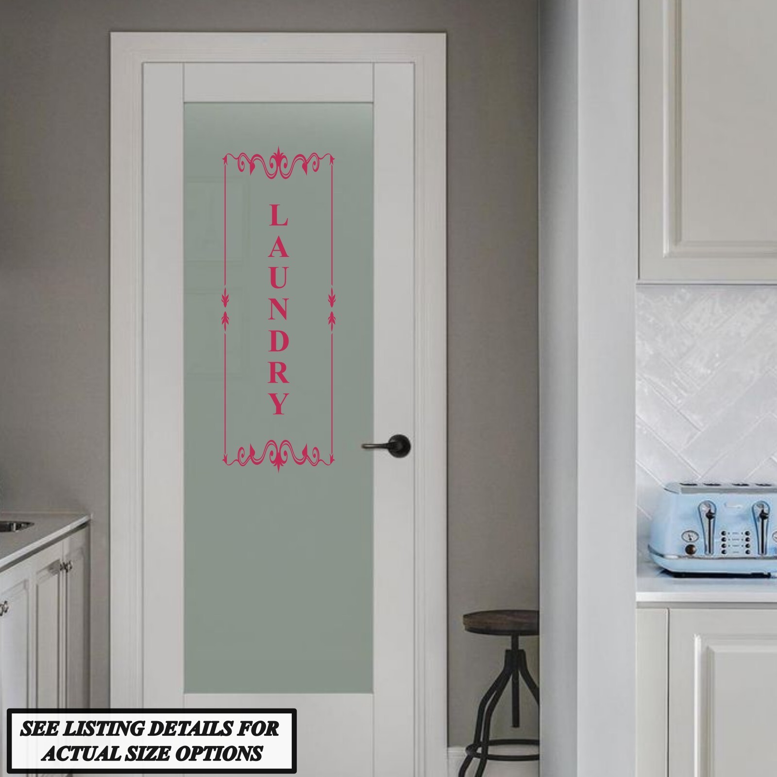 Laundry vertical vinyl door decal, sticker, wall art, farmhouse