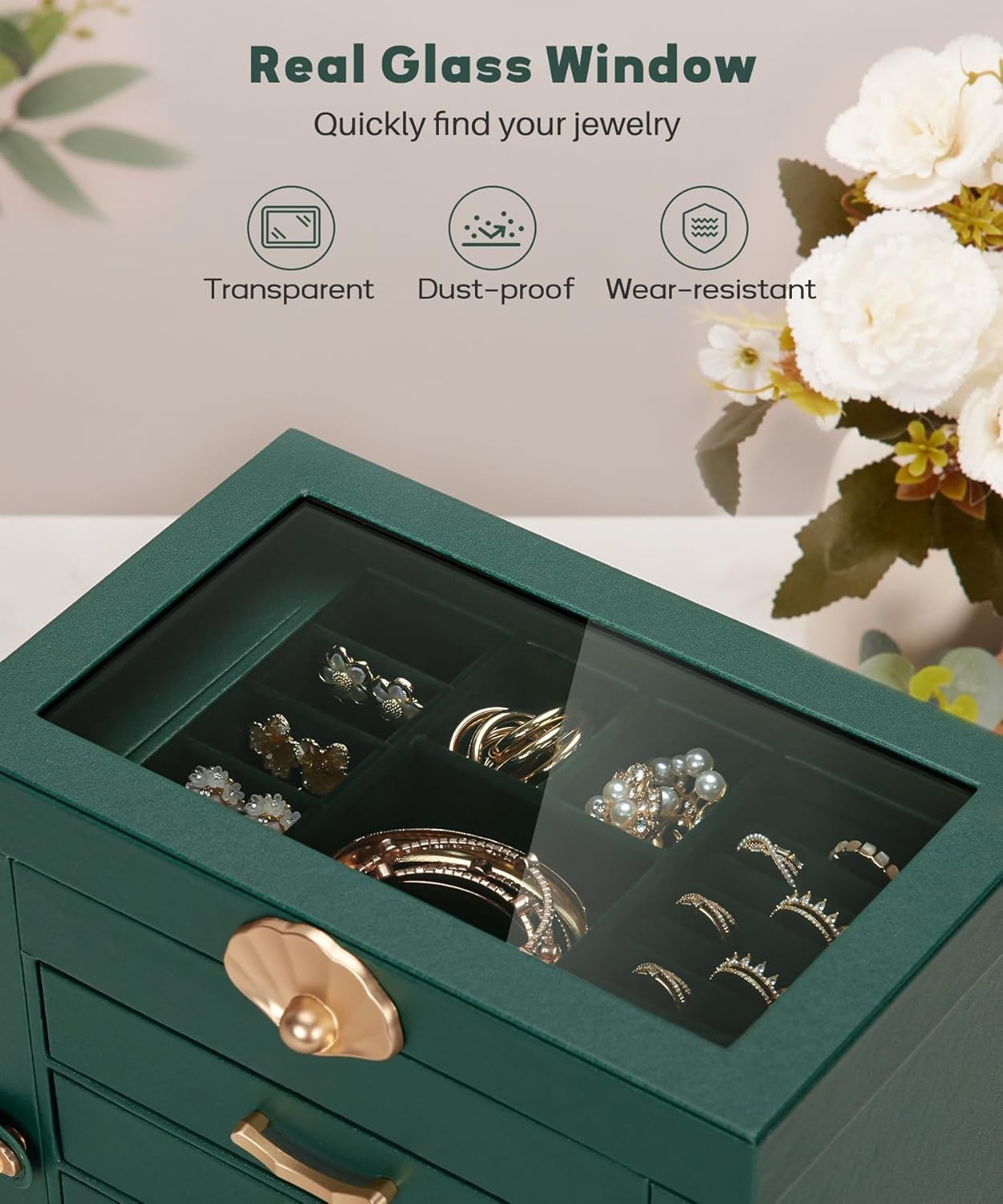 Jewelry Box with 4 Drawers: Display Organizer for Earrings Necklaces – Gifts …