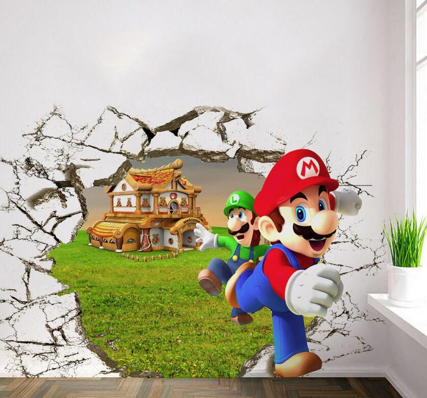 NEW 3D Super Mario Bros Removable Wall Stickers Decal Kids Home Decor USA